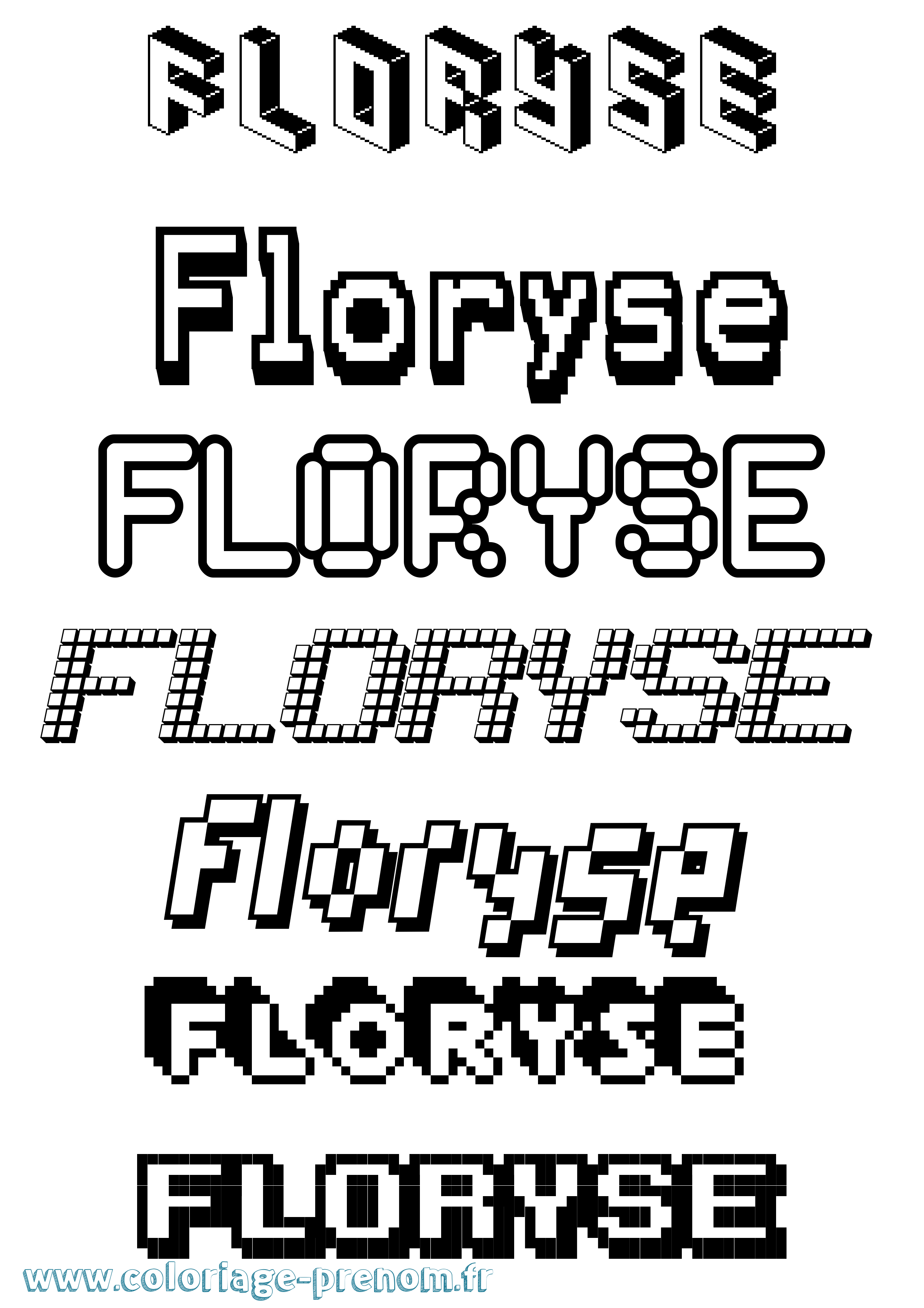 Coloriage Floryse Pixel Coloriage prénom Floryse Pixel