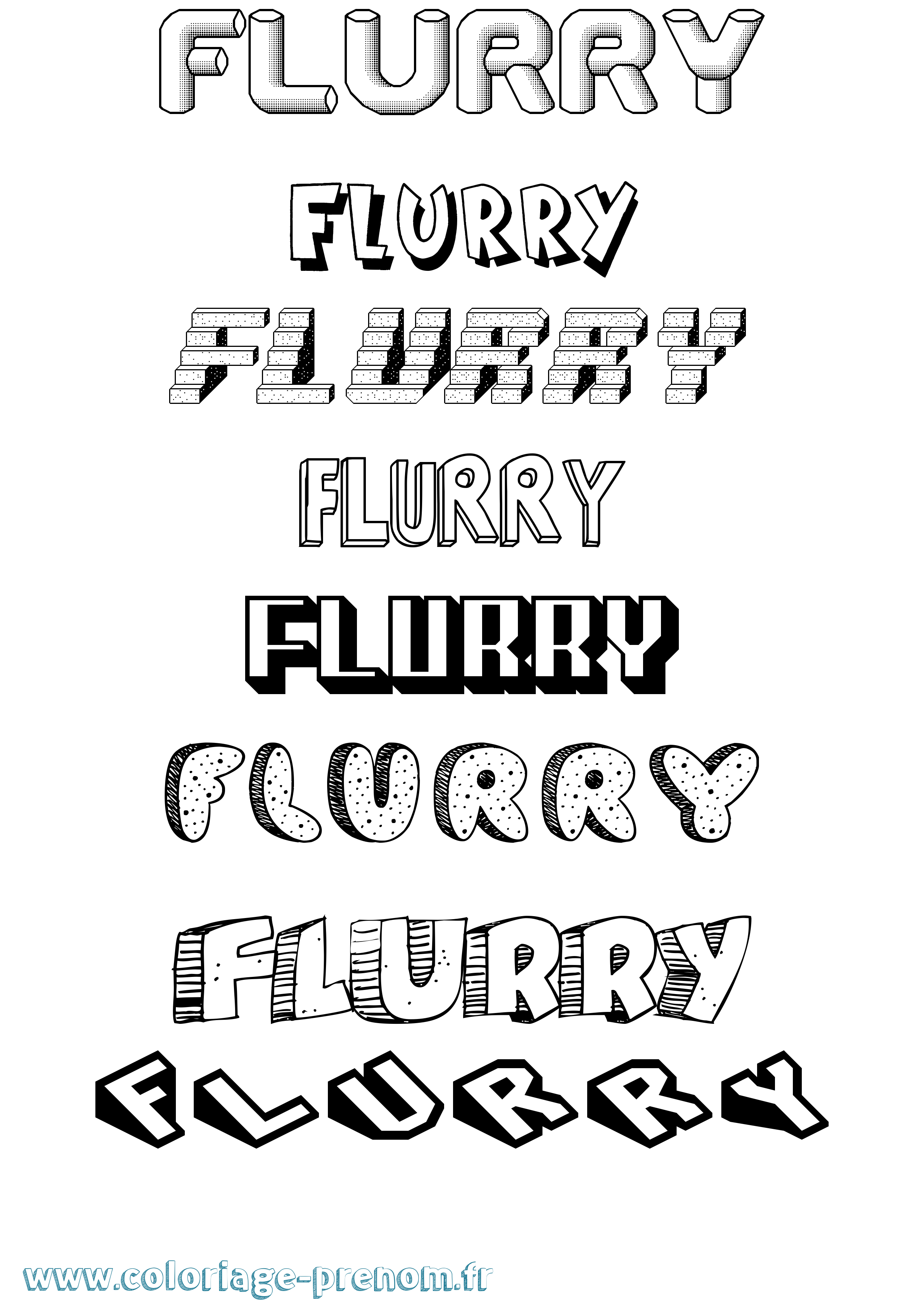 Coloriage Flurry Effet 3D Coloriage prénom Flurry Effet 3D