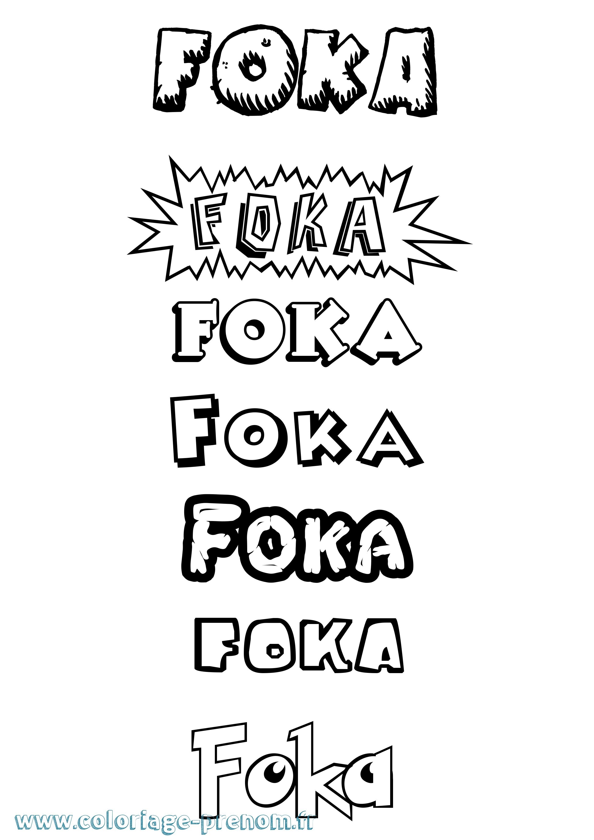 Coloriage Foka Dessin Animé Coloriage prénom Foka Dessin Animé