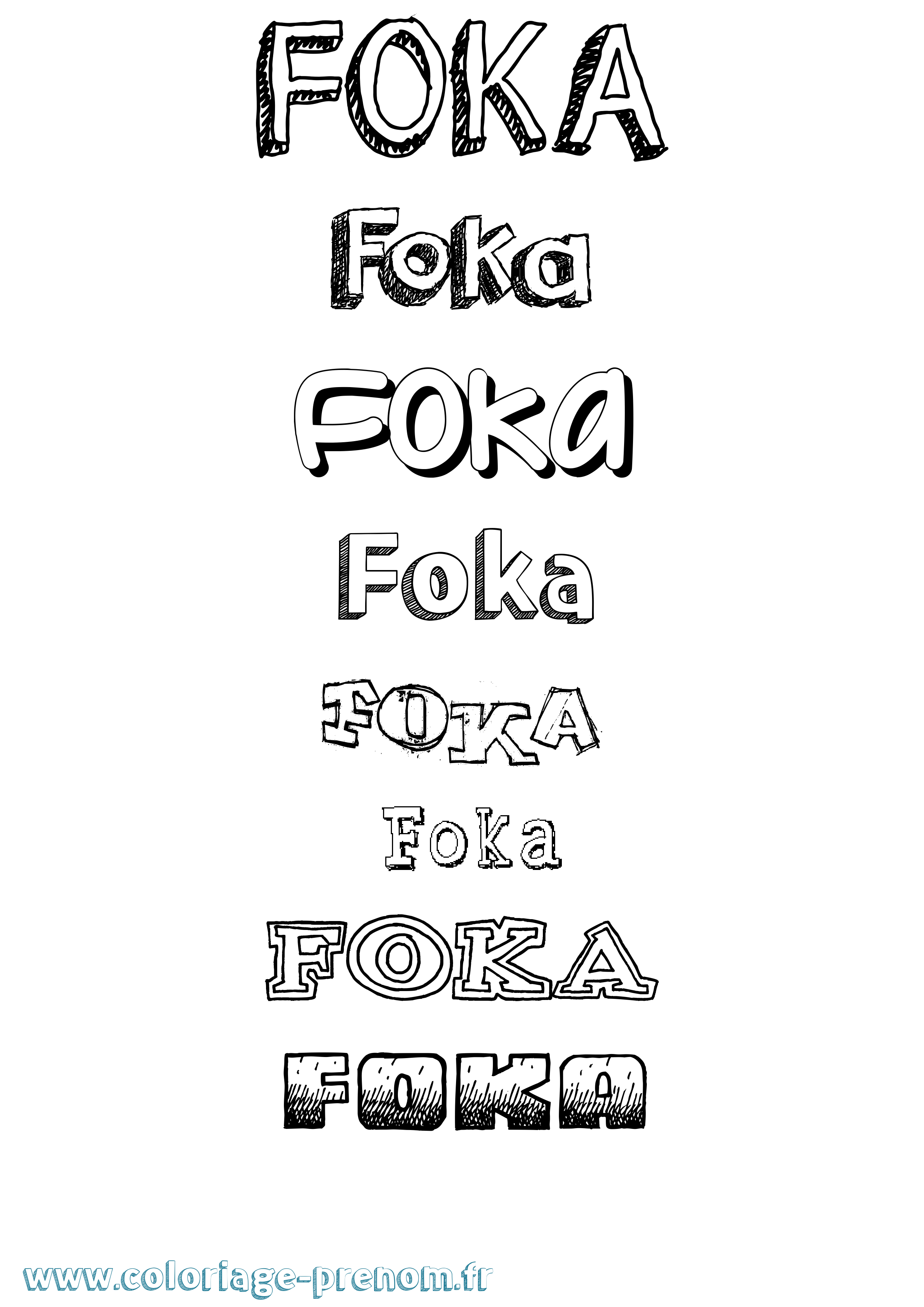 Coloriage Foka Dessiné Coloriage prénom Foka Dessiné