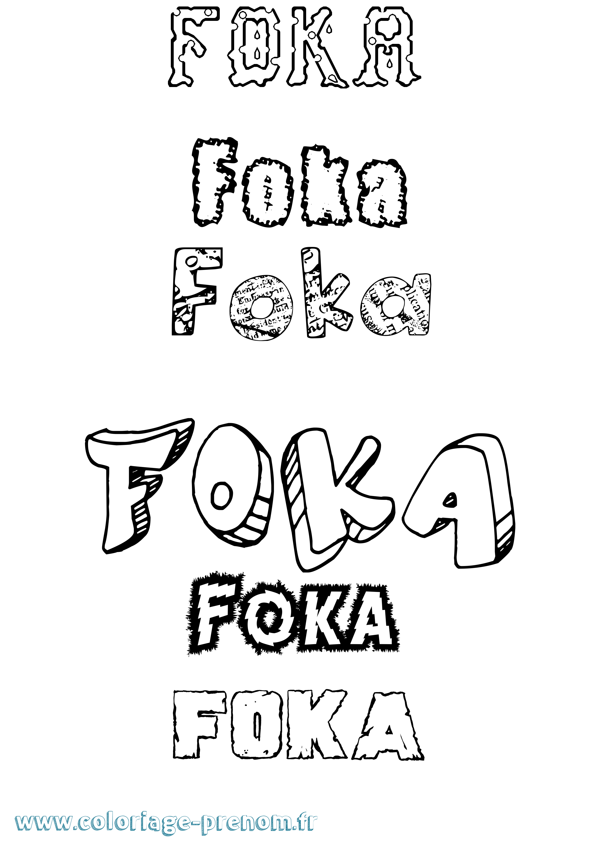 Coloriage Foka Destructuré Coloriage prénom Foka Destructuré