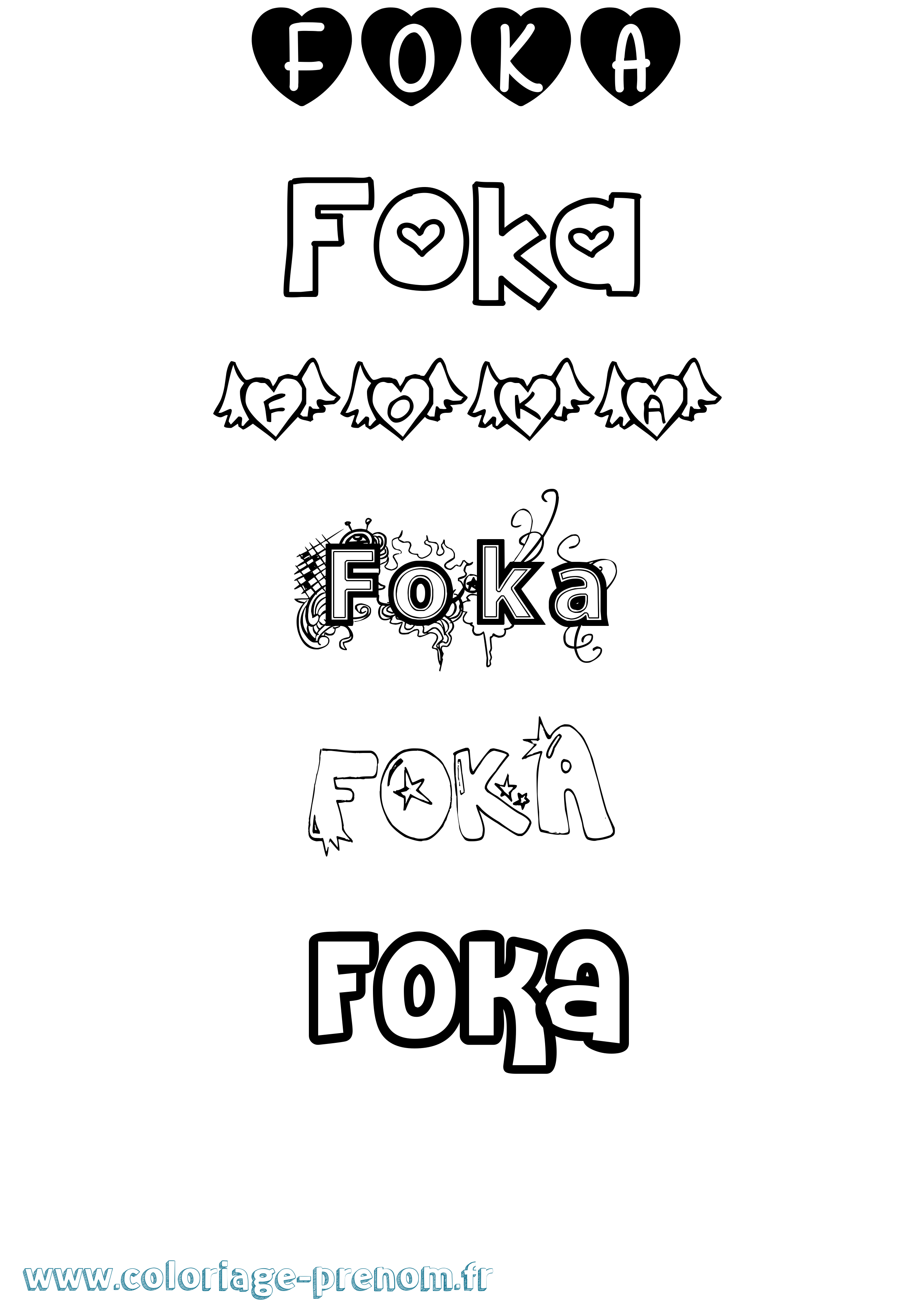Coloriage Foka Girly Coloriage prénom Foka Girly