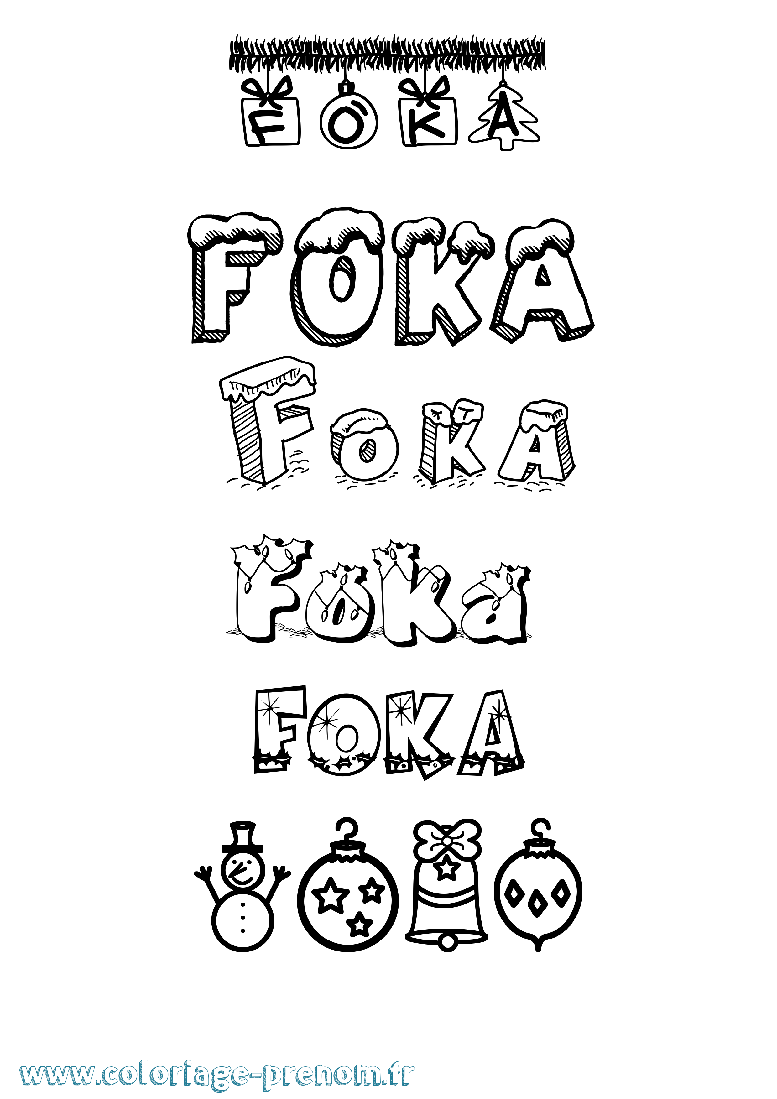 Coloriage Foka Noël Coloriage prénom Foka Noël