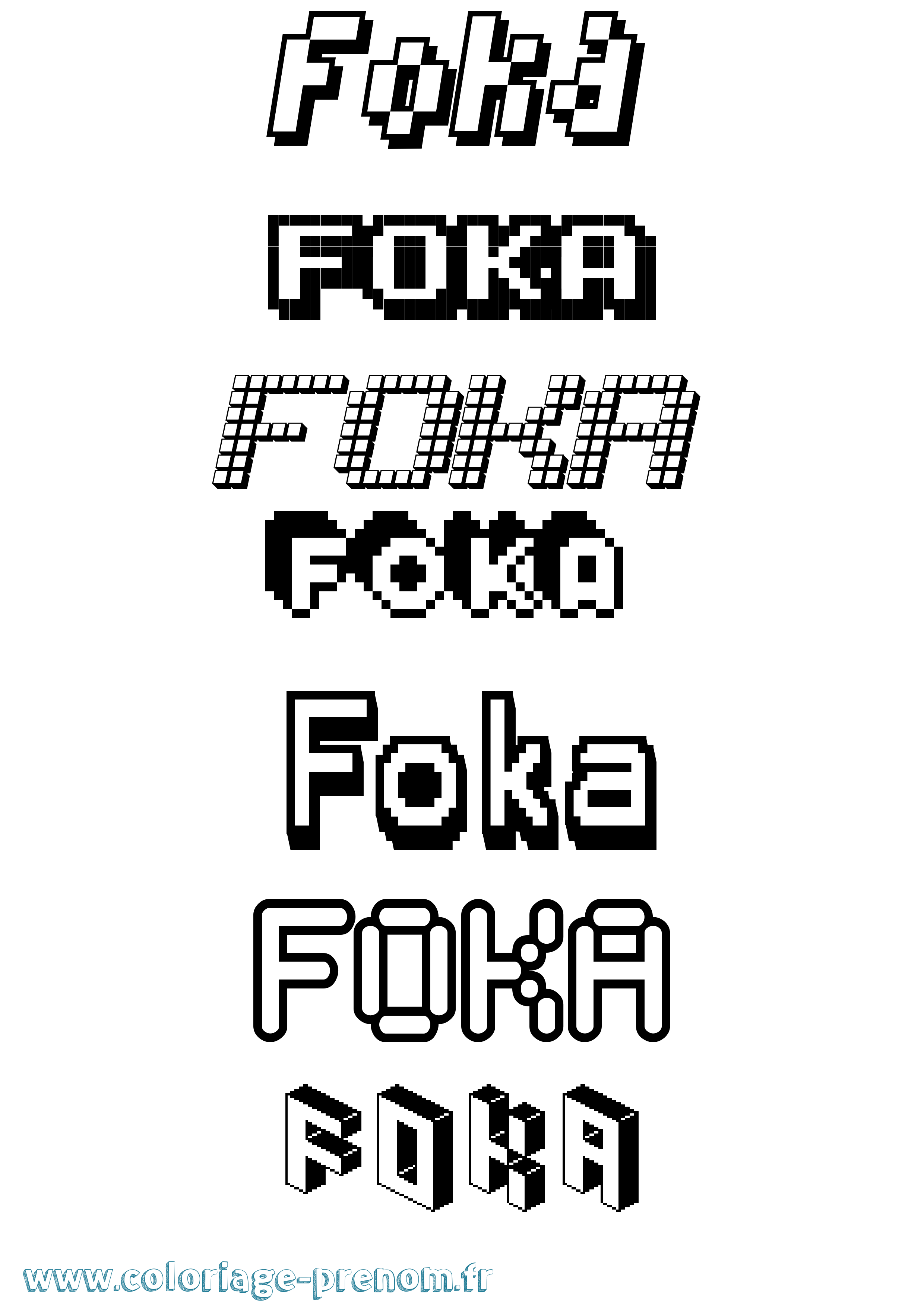 Coloriage Foka Pixel Coloriage prénom Foka Pixel