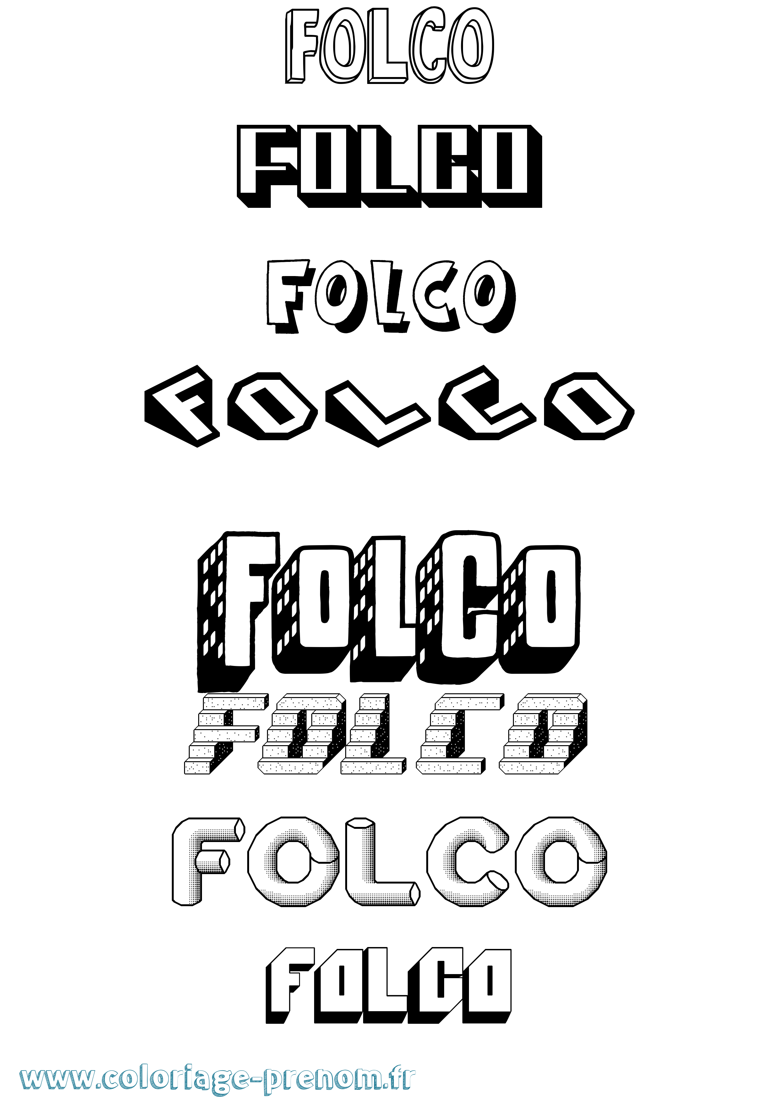 Coloriage Folco Effet 3D Coloriage prénom Folco Effet 3D
