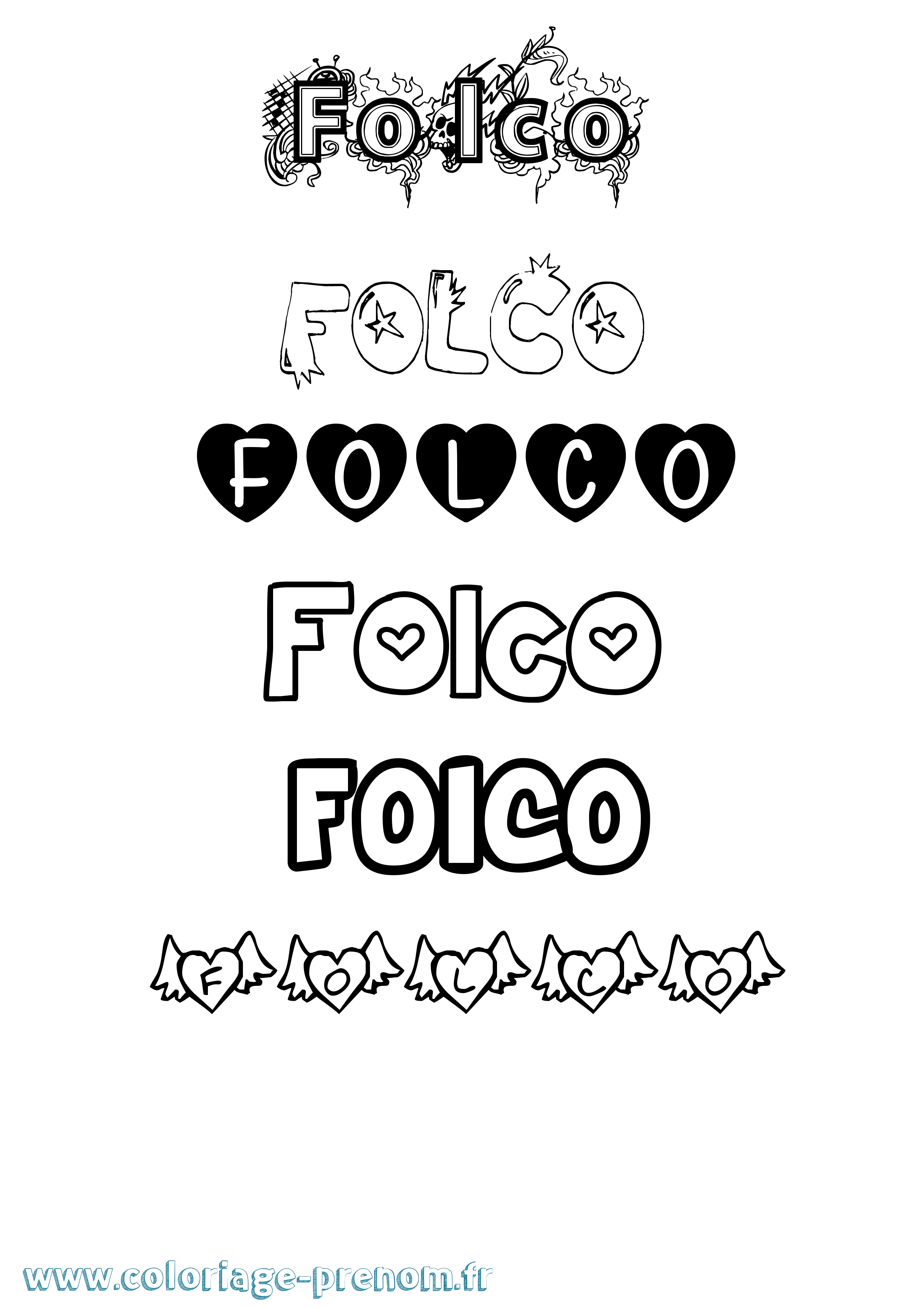 Coloriage Folco Girly Coloriage prénom Folco Girly