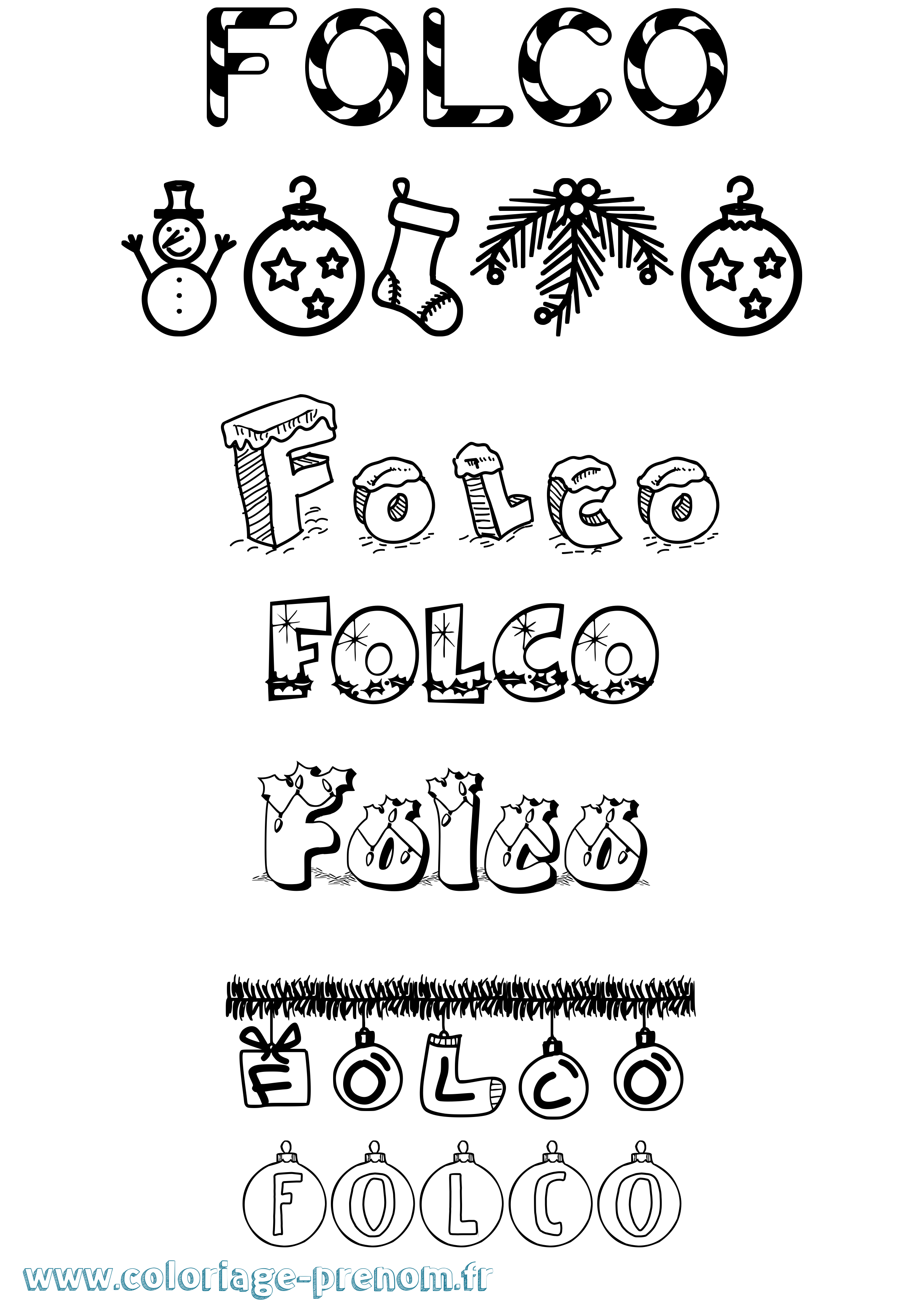 Coloriage Folco Noël Coloriage prénom Folco Noël
