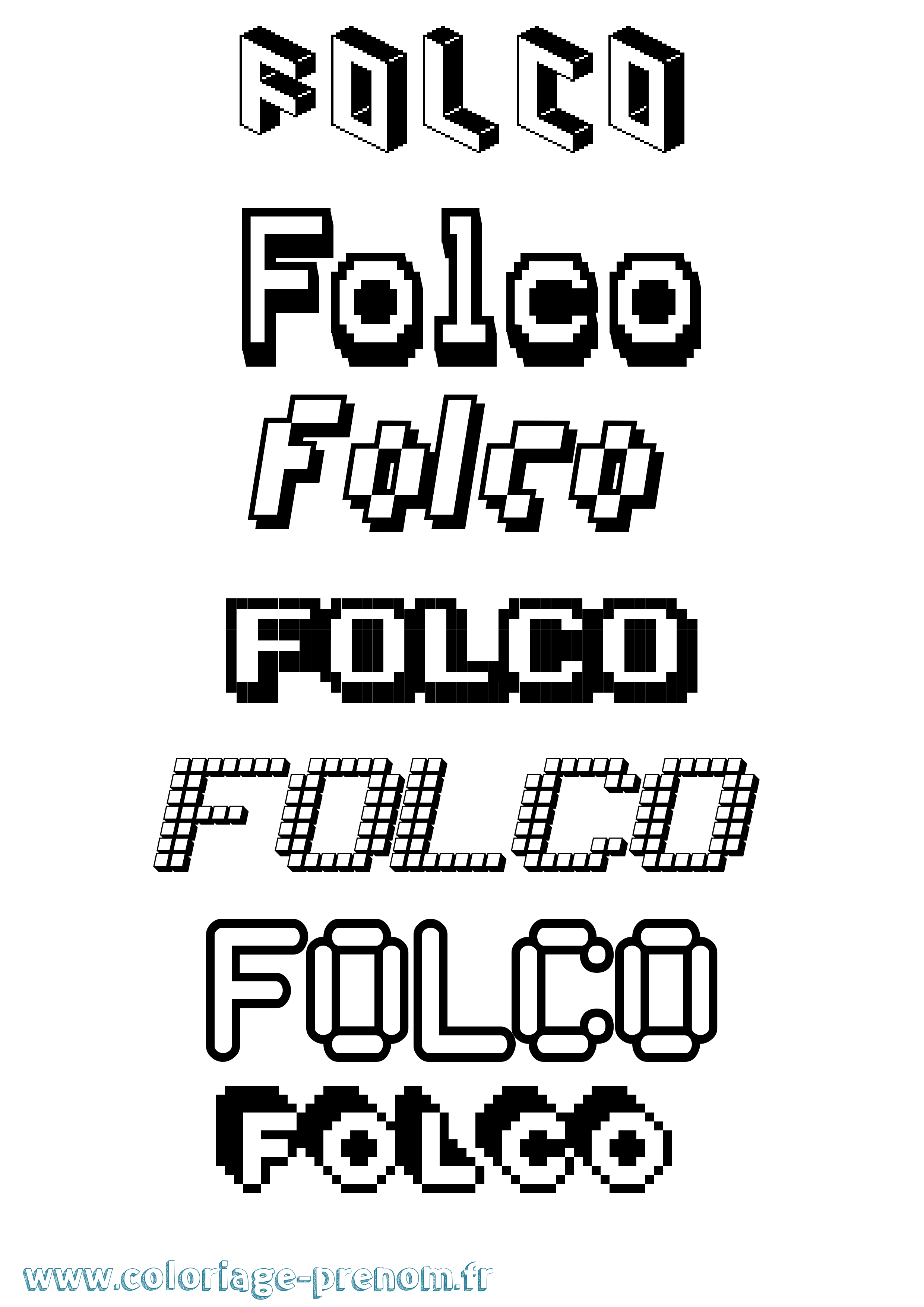 Coloriage Folco Pixel Coloriage prénom Folco Pixel