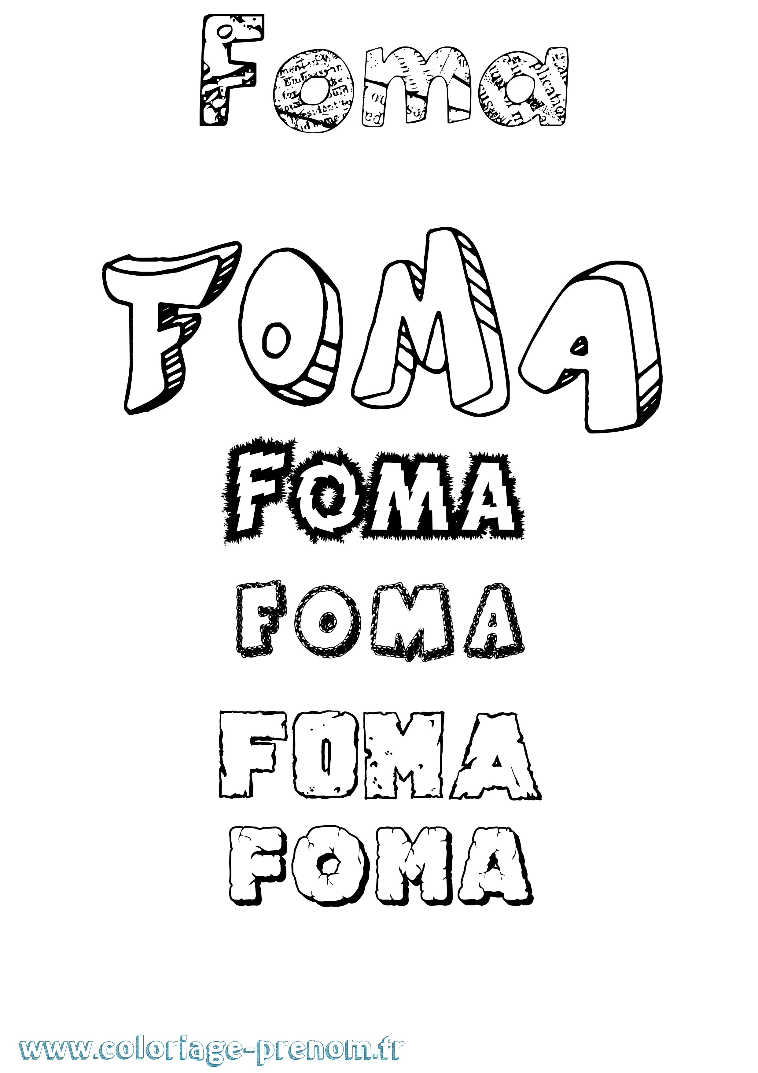 Coloriage Foma Destructuré Coloriage prénom Foma Destructuré