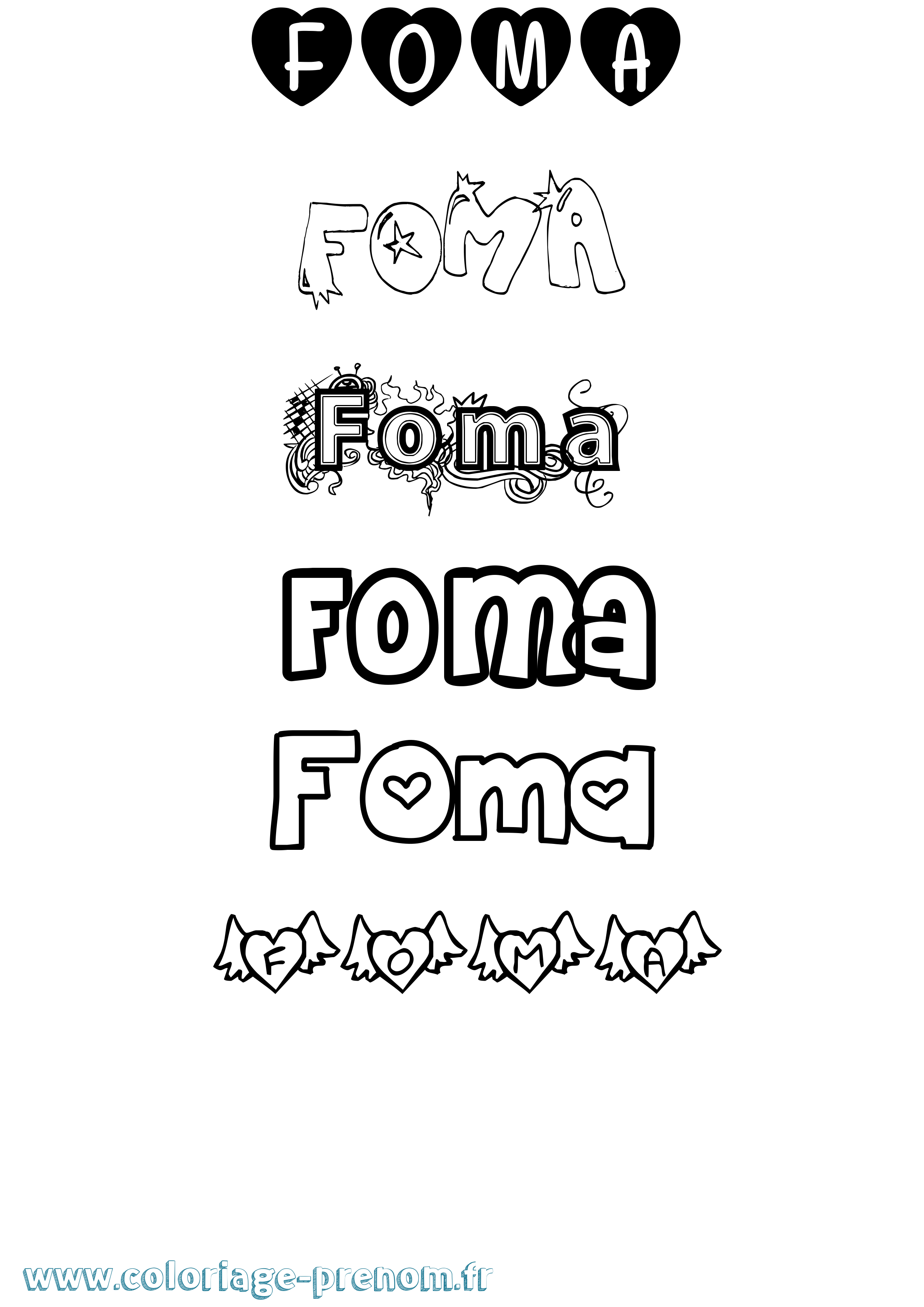 Coloriage Foma Girly Coloriage prénom Foma Girly
