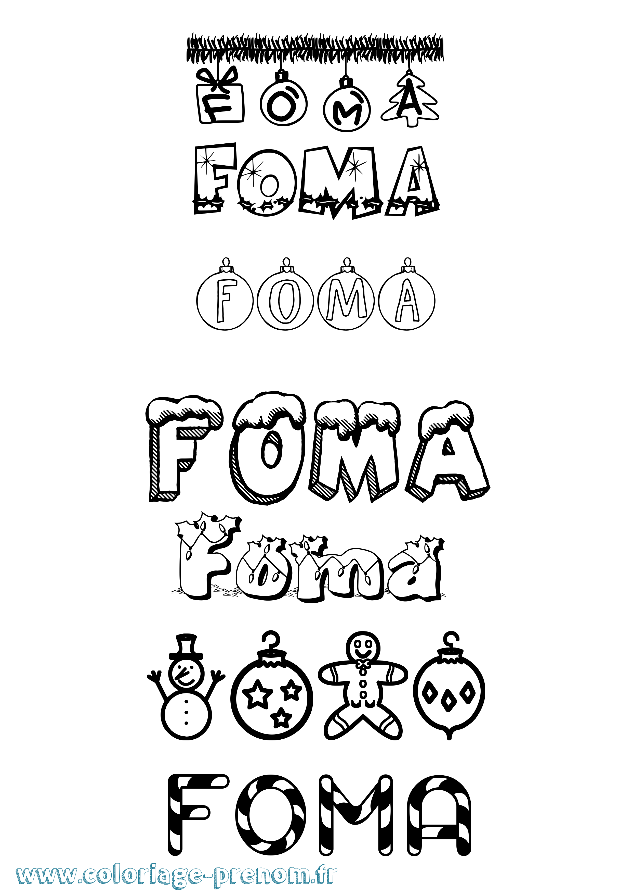 Coloriage Foma Noël Coloriage prénom Foma Noël