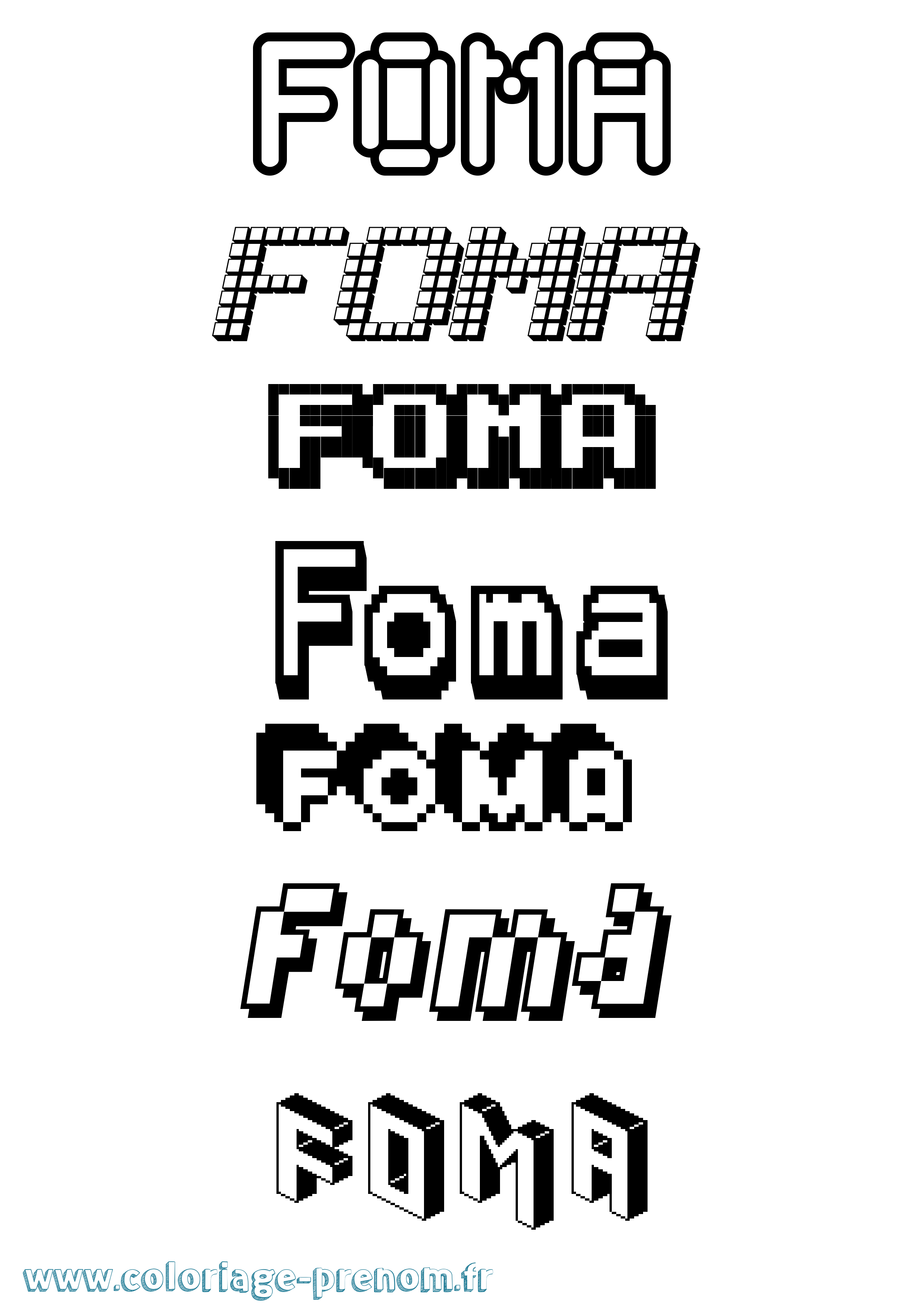 Coloriage Foma Pixel Coloriage prénom Foma Pixel