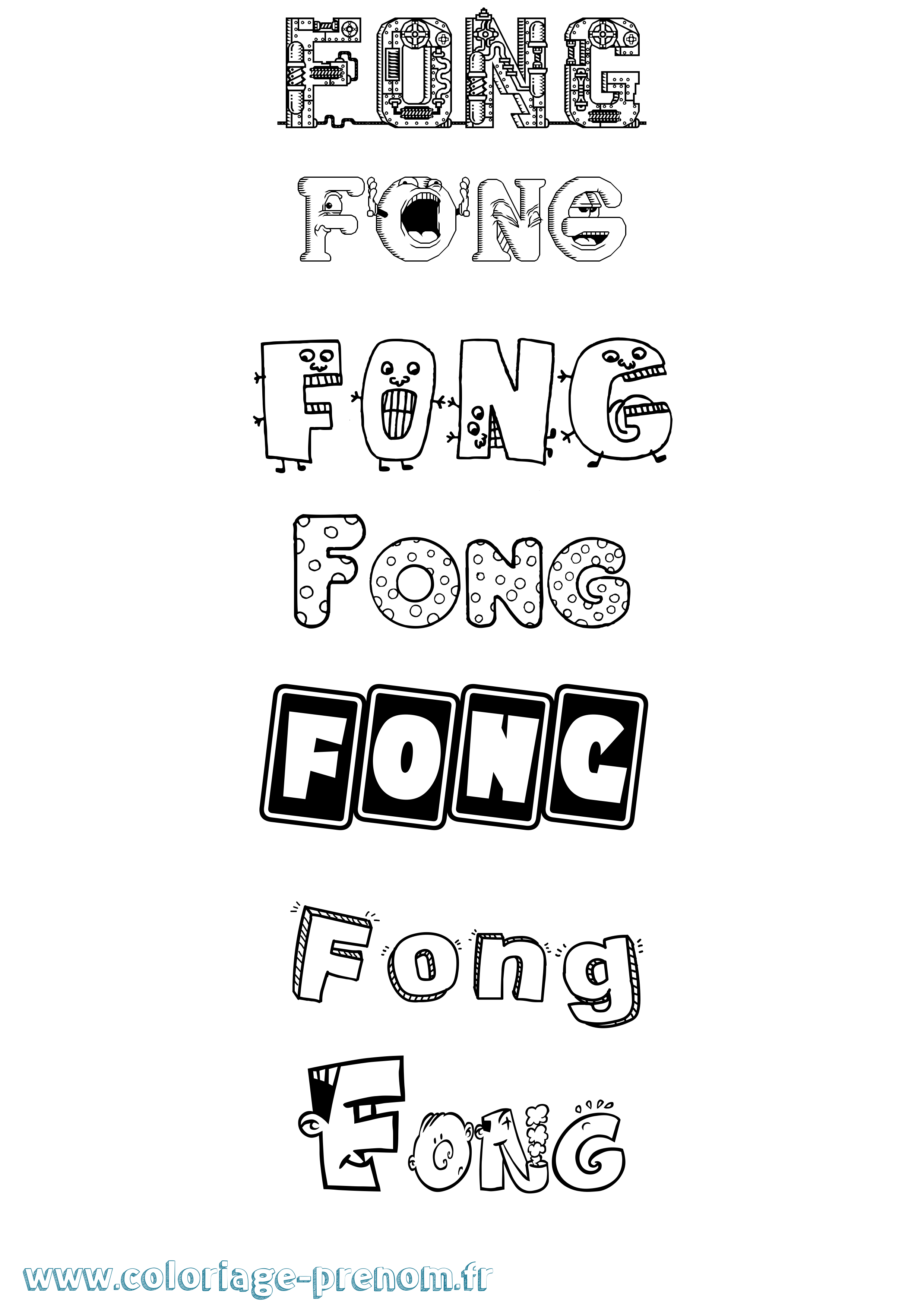Coloriage Fong Fun Coloriage prénom Fong Fun