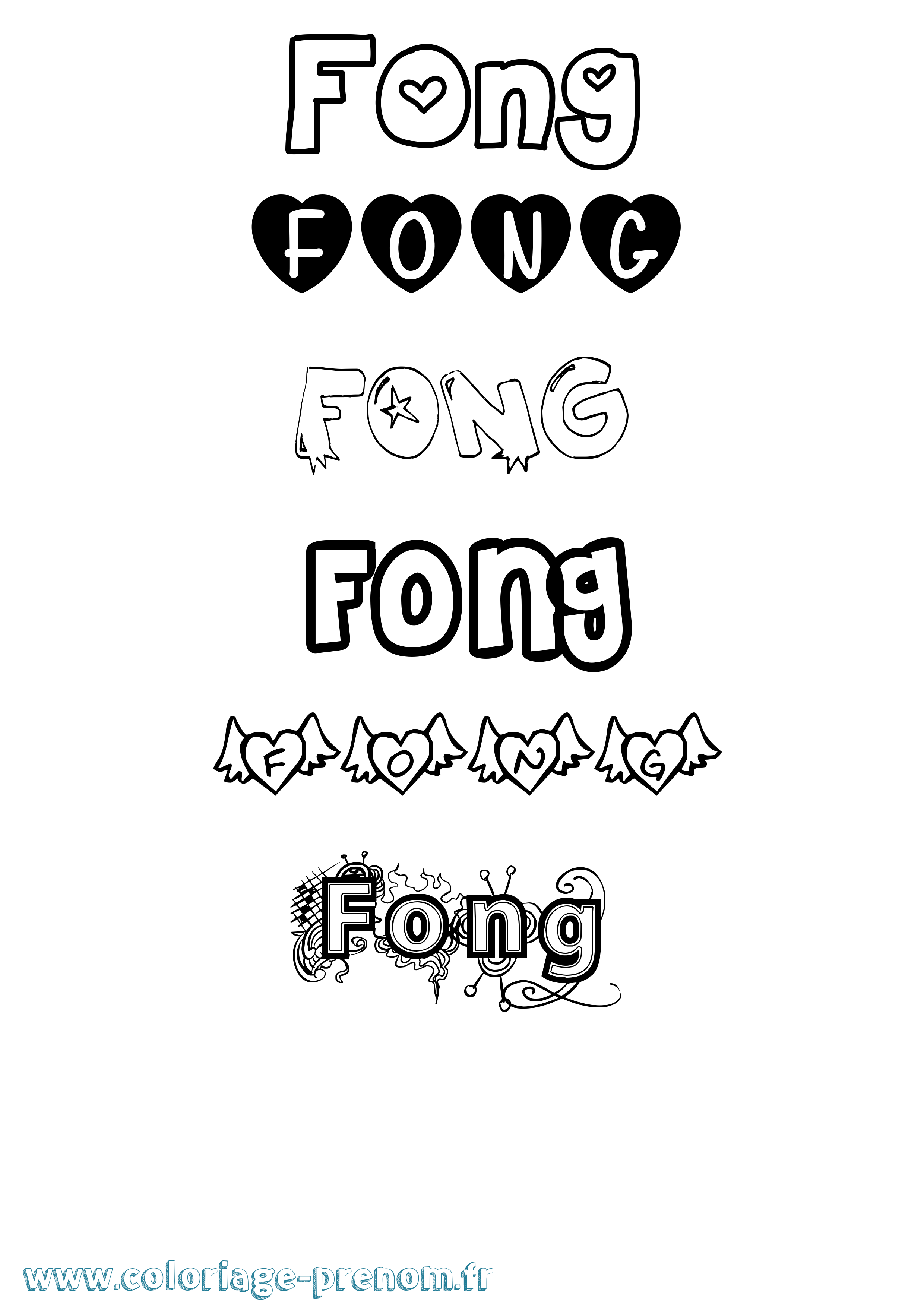 Coloriage Fong Girly Coloriage prénom Fong Girly