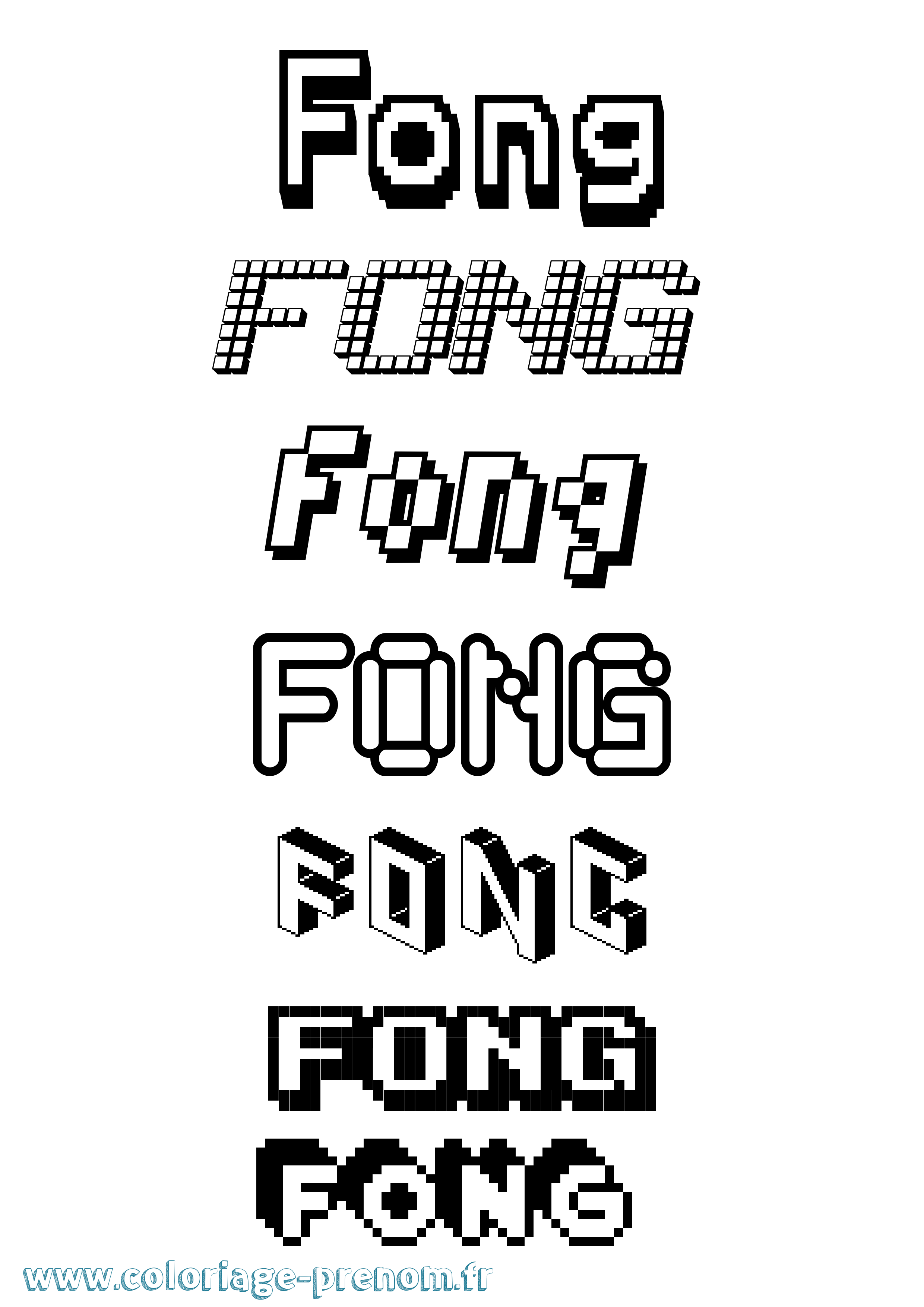 Coloriage Fong Pixel Coloriage prénom Fong Pixel