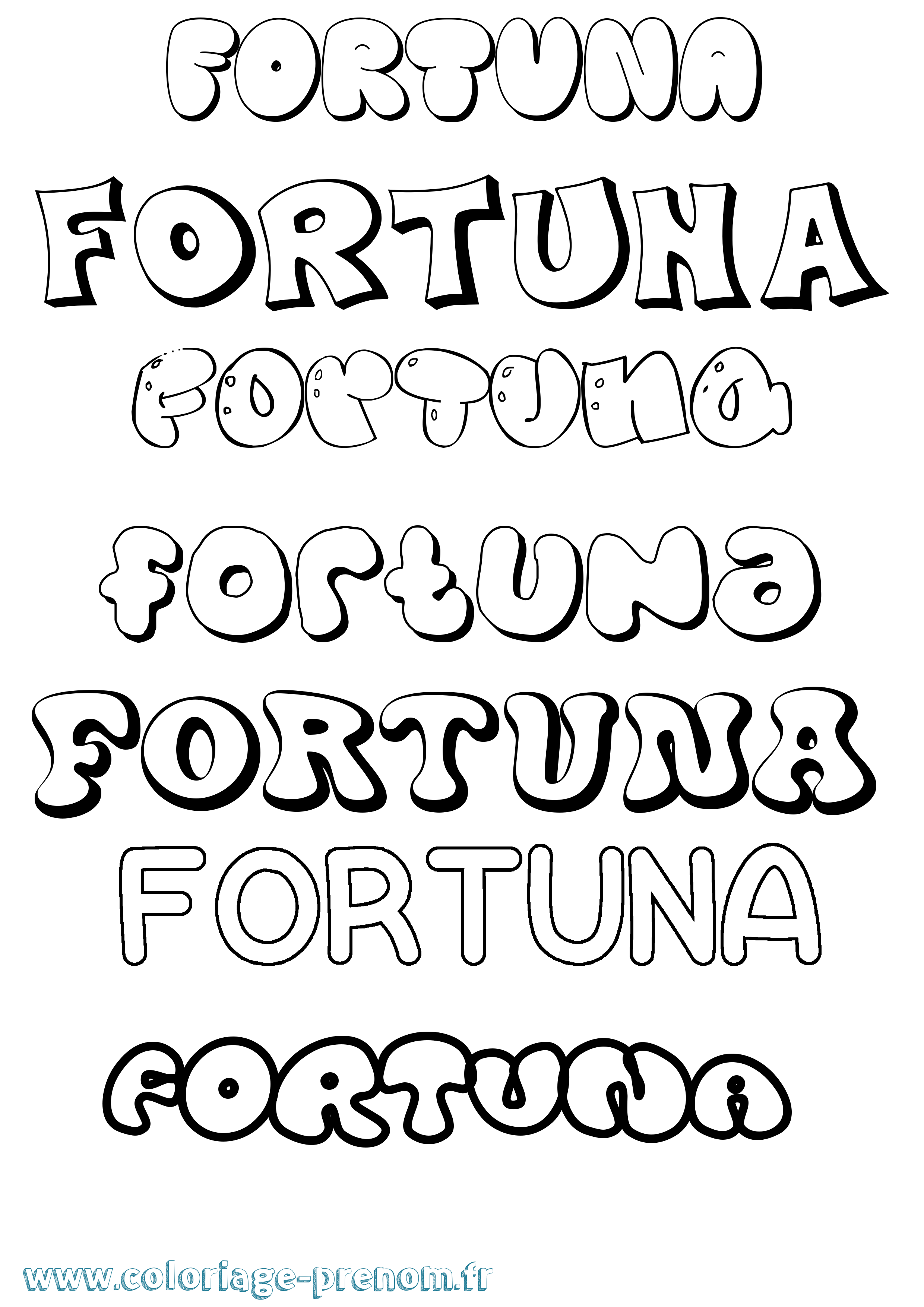 Coloriage Fortuna Bubble Coloriage prénom Fortuna Bubble