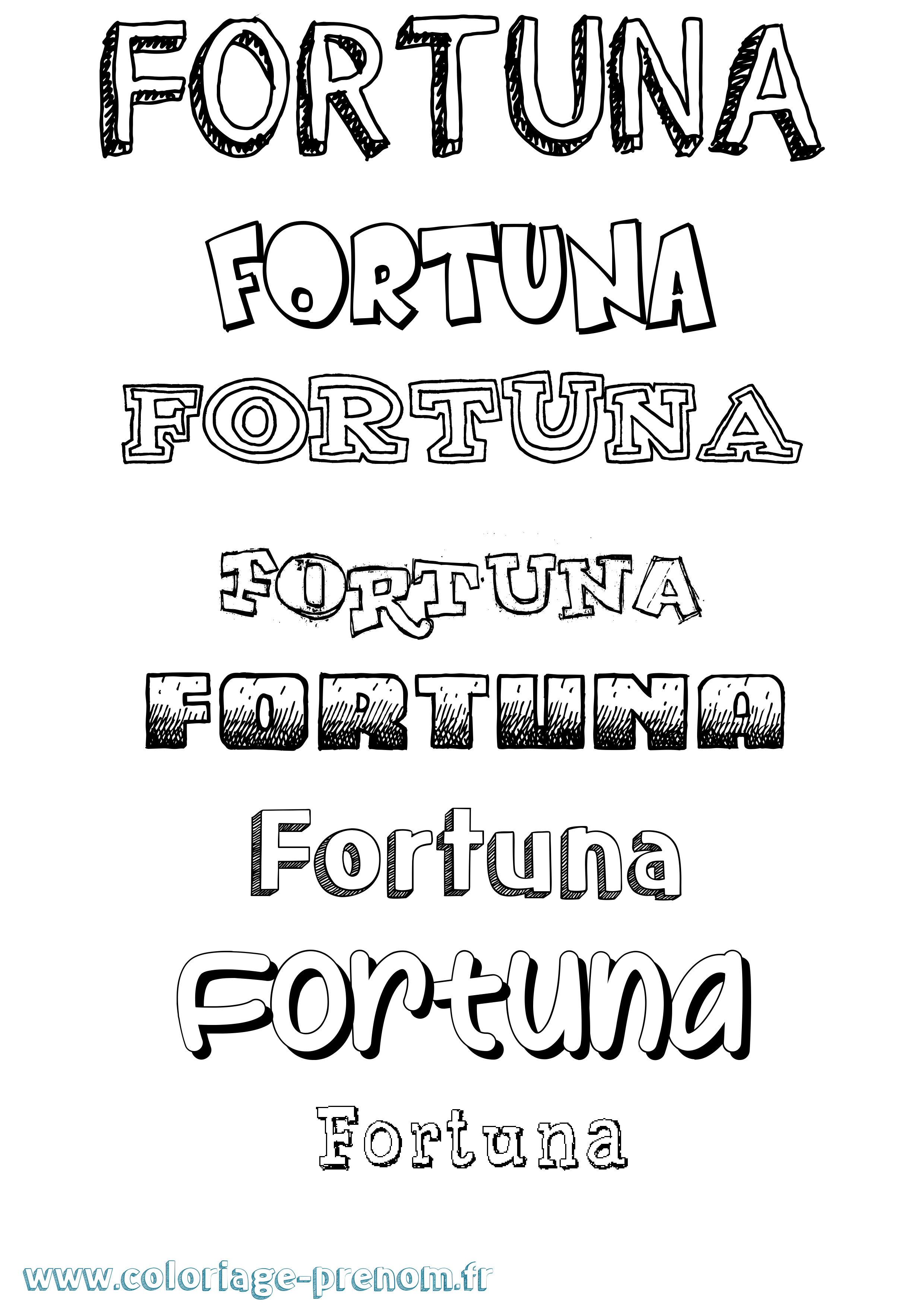 Coloriage Fortuna Dessiné Coloriage prénom Fortuna Dessiné