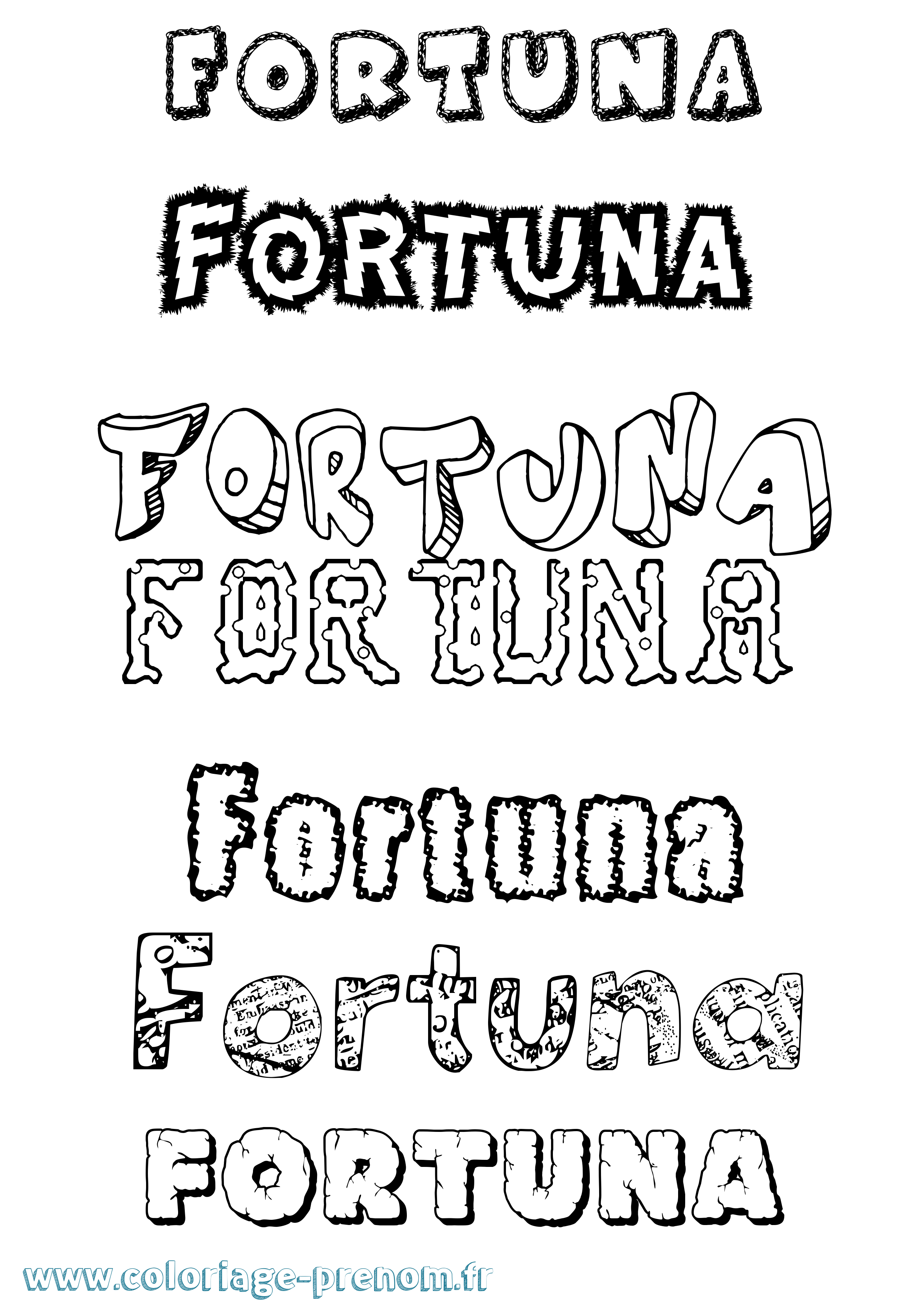 Coloriage Fortuna Destructuré Coloriage prénom Fortuna Destructuré