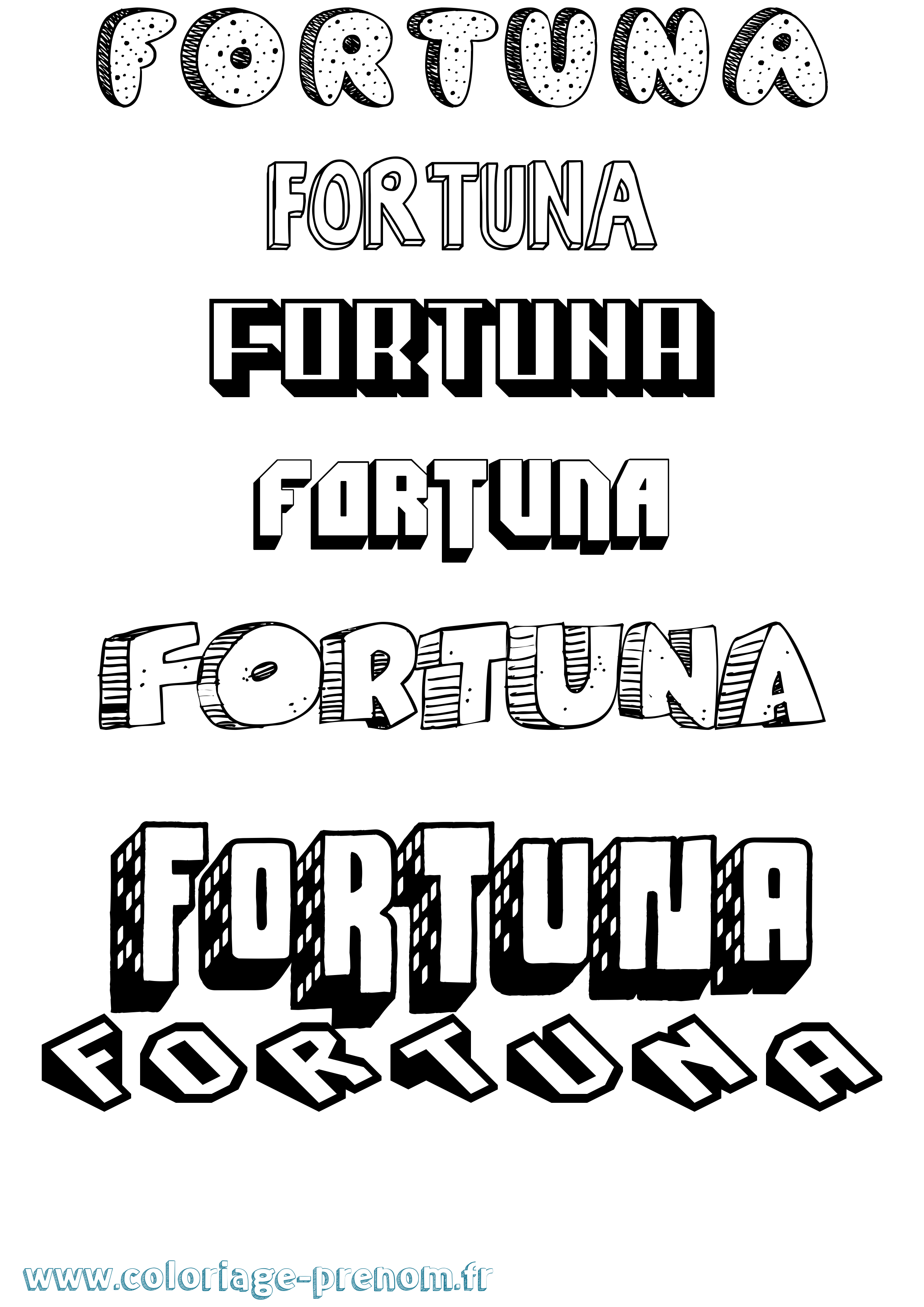 Coloriage Fortuna Effet 3D Coloriage prénom Fortuna Effet 3D