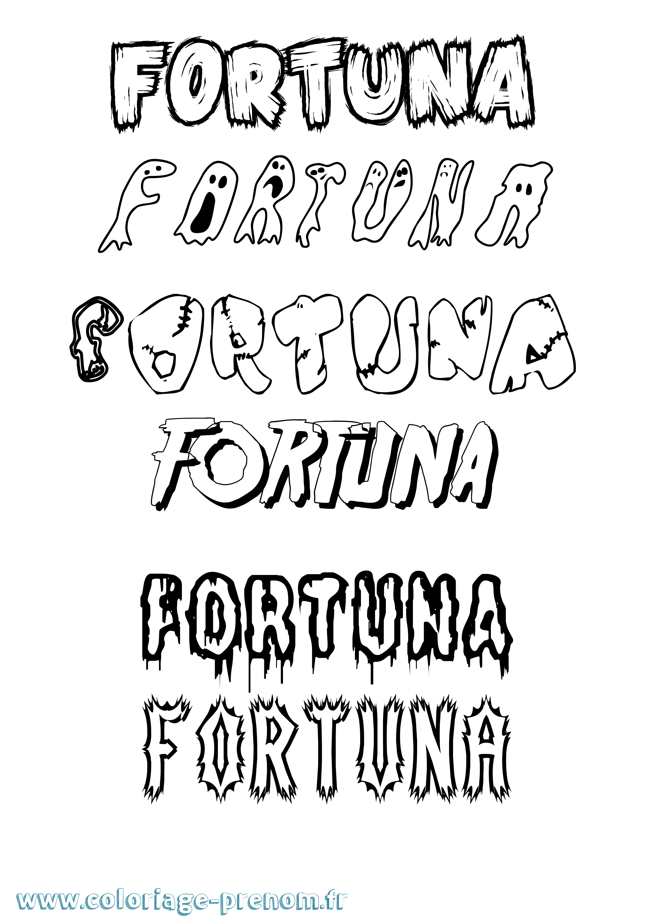 Coloriage Fortuna Frisson Coloriage prénom Fortuna Frisson