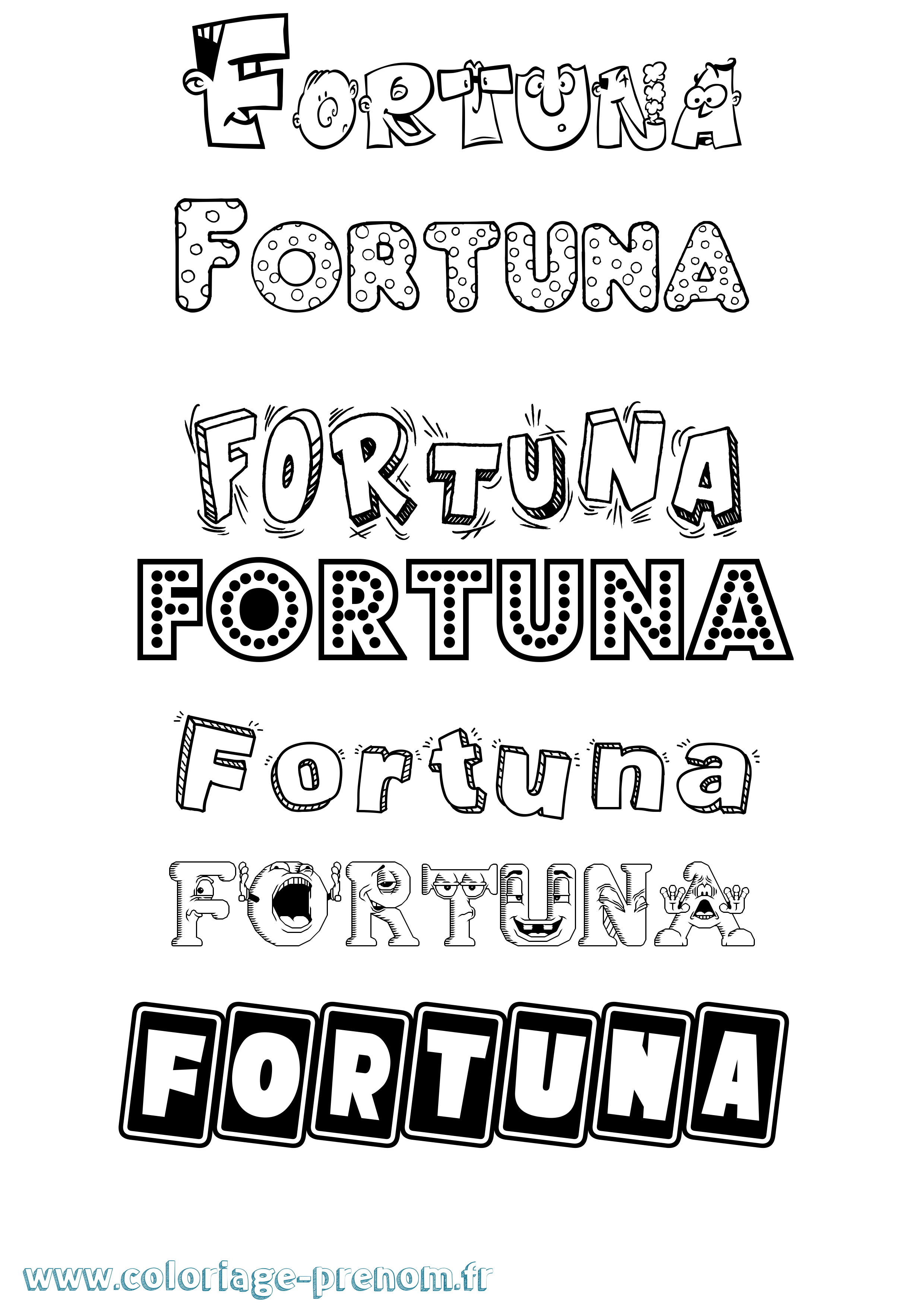 Coloriage Fortuna Fun Coloriage prénom Fortuna Fun