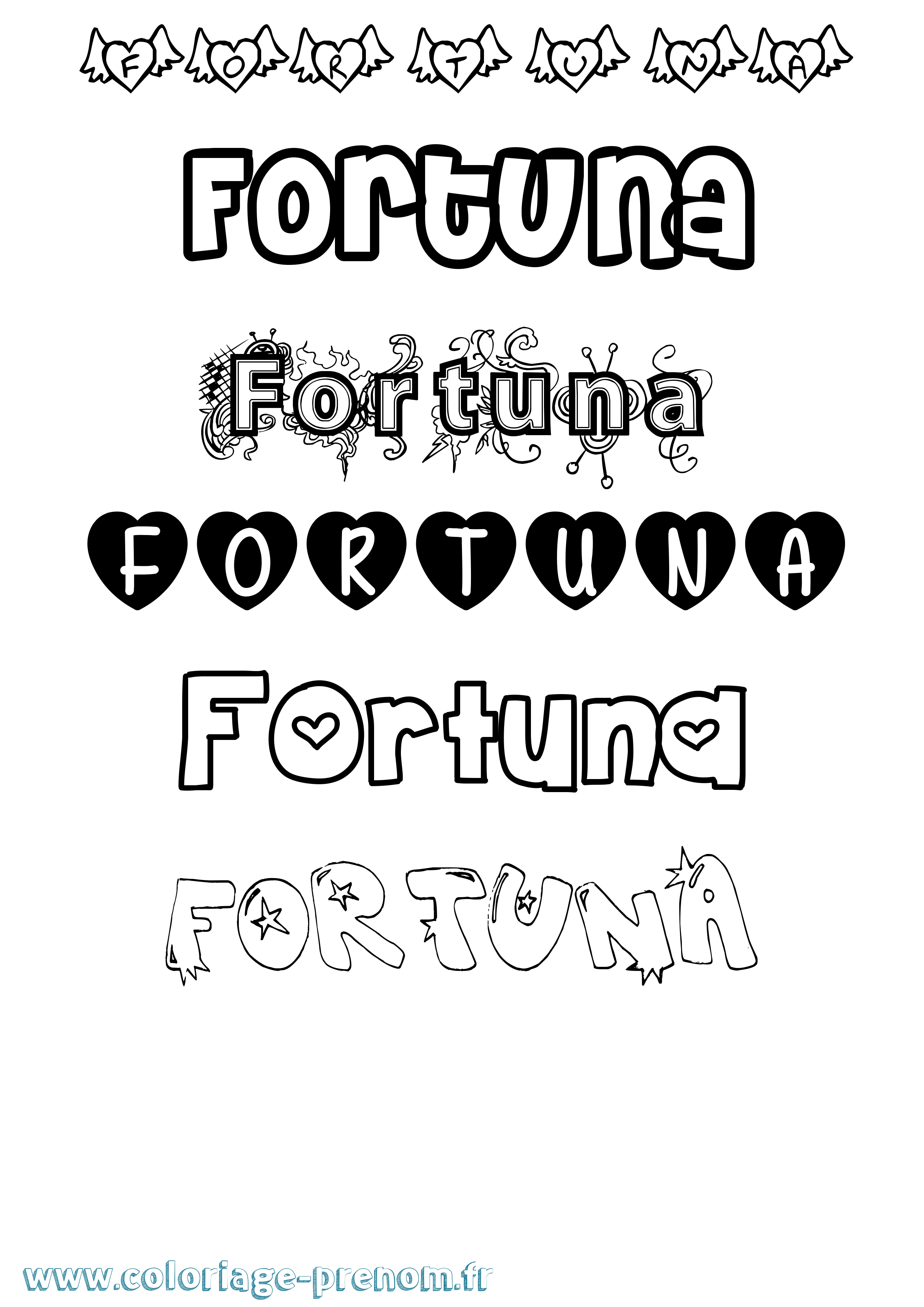Coloriage Fortuna Girly Coloriage prénom Fortuna Girly