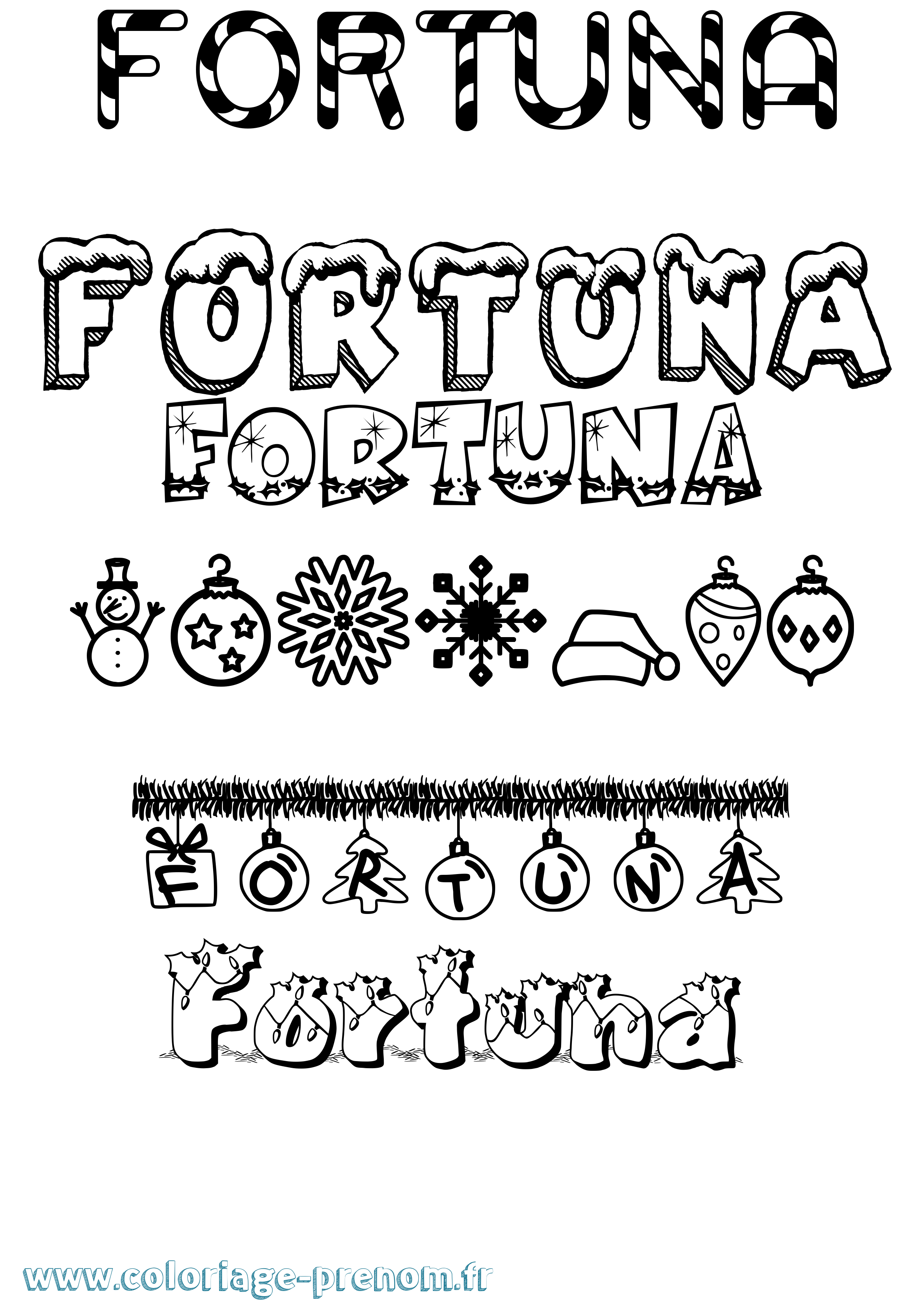 Coloriage Fortuna Noël Coloriage prénom Fortuna Noël