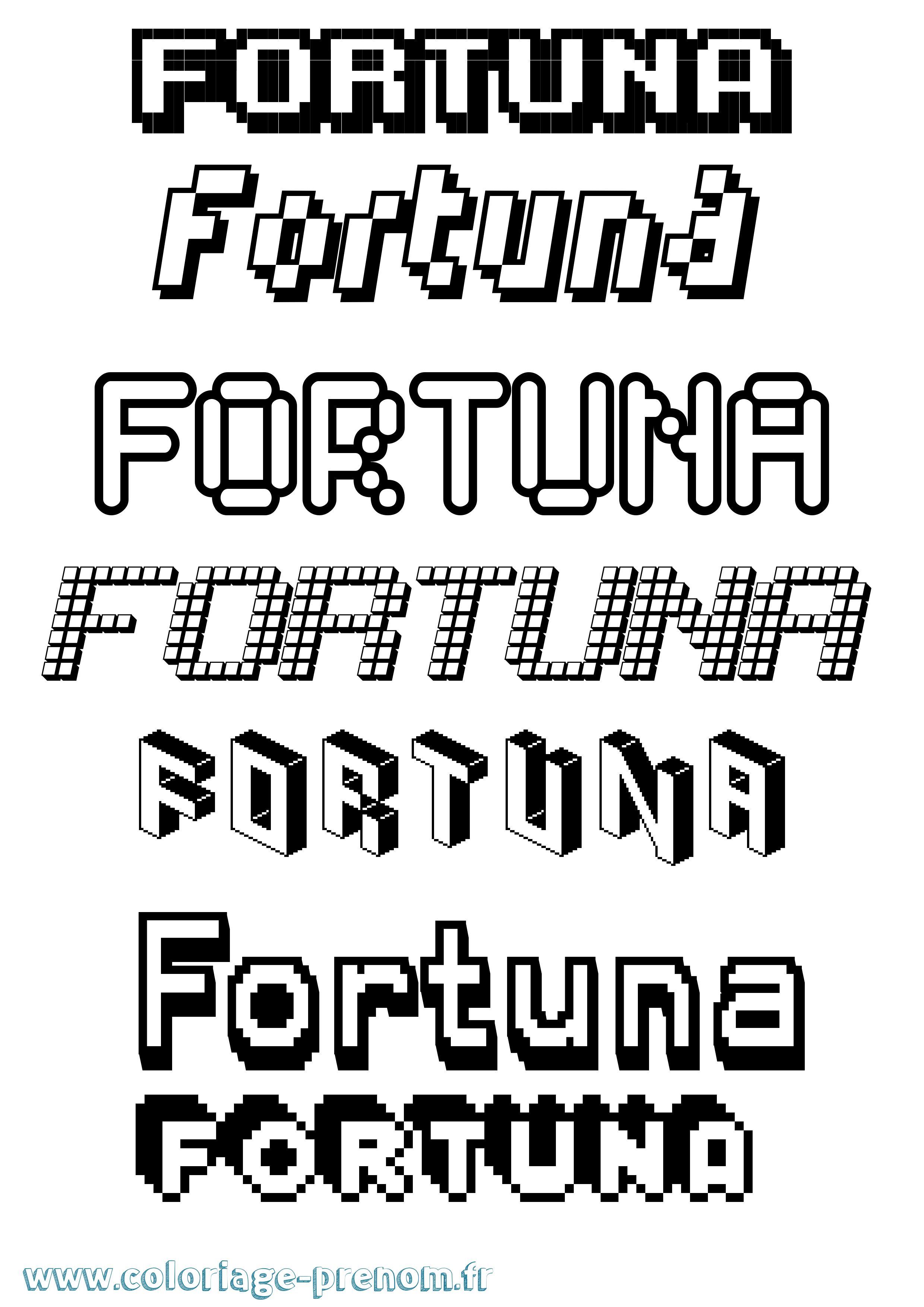 Coloriage Fortuna Pixel Coloriage prénom Fortuna Pixel