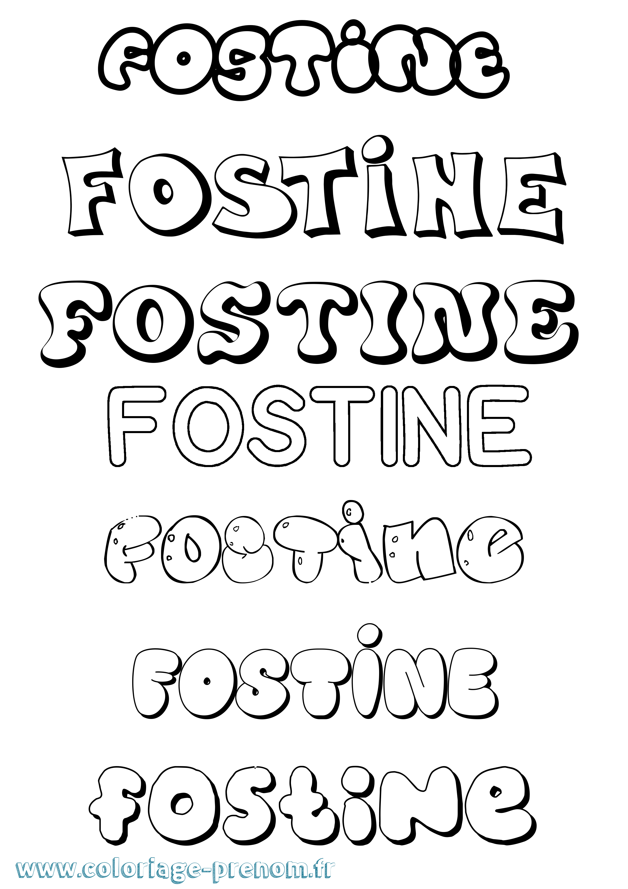 Coloriage Fostine Bubble Coloriage prénom Fostine Bubble