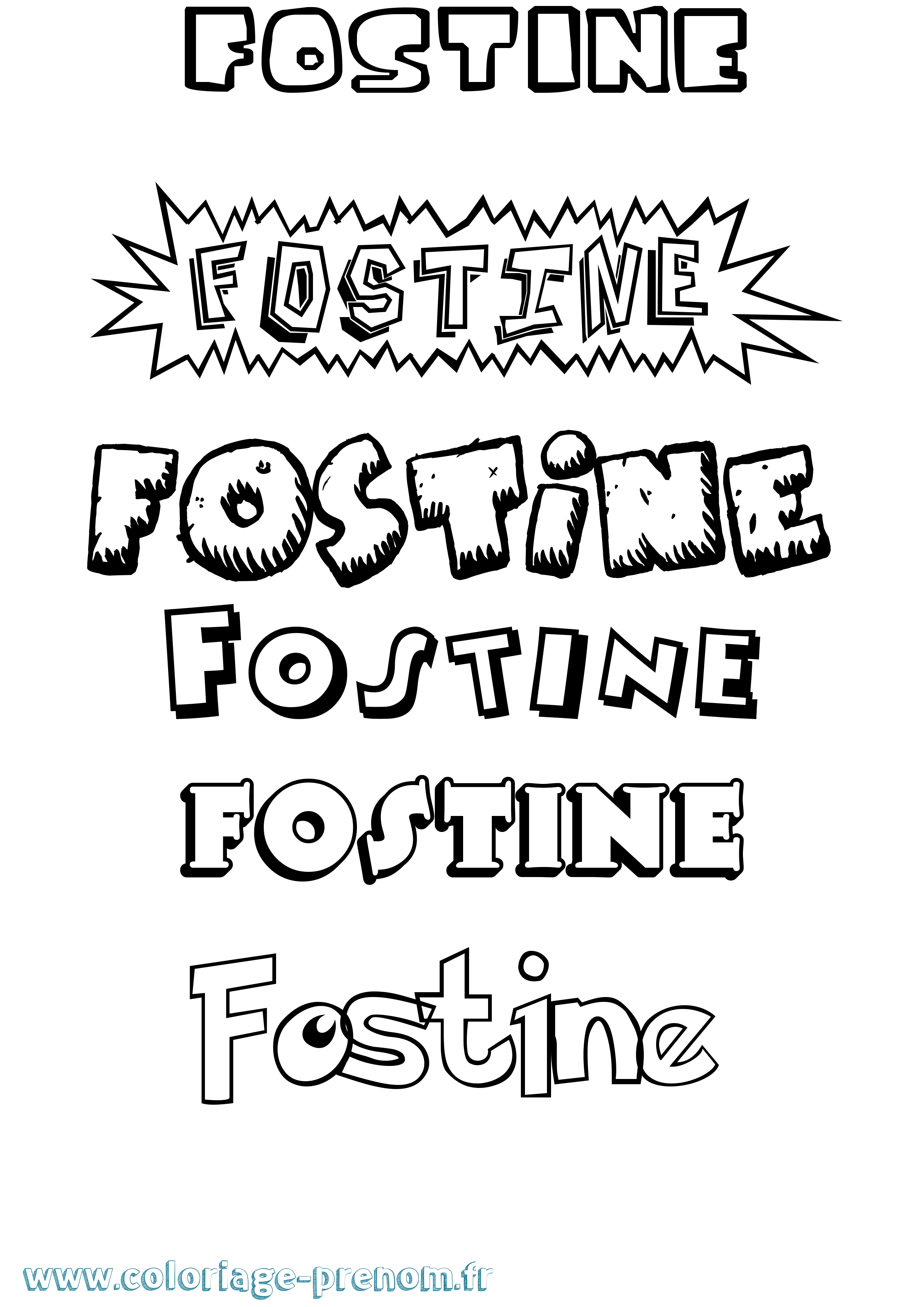 Coloriage Fostine Dessin Animé Coloriage prénom Fostine Dessin Animé