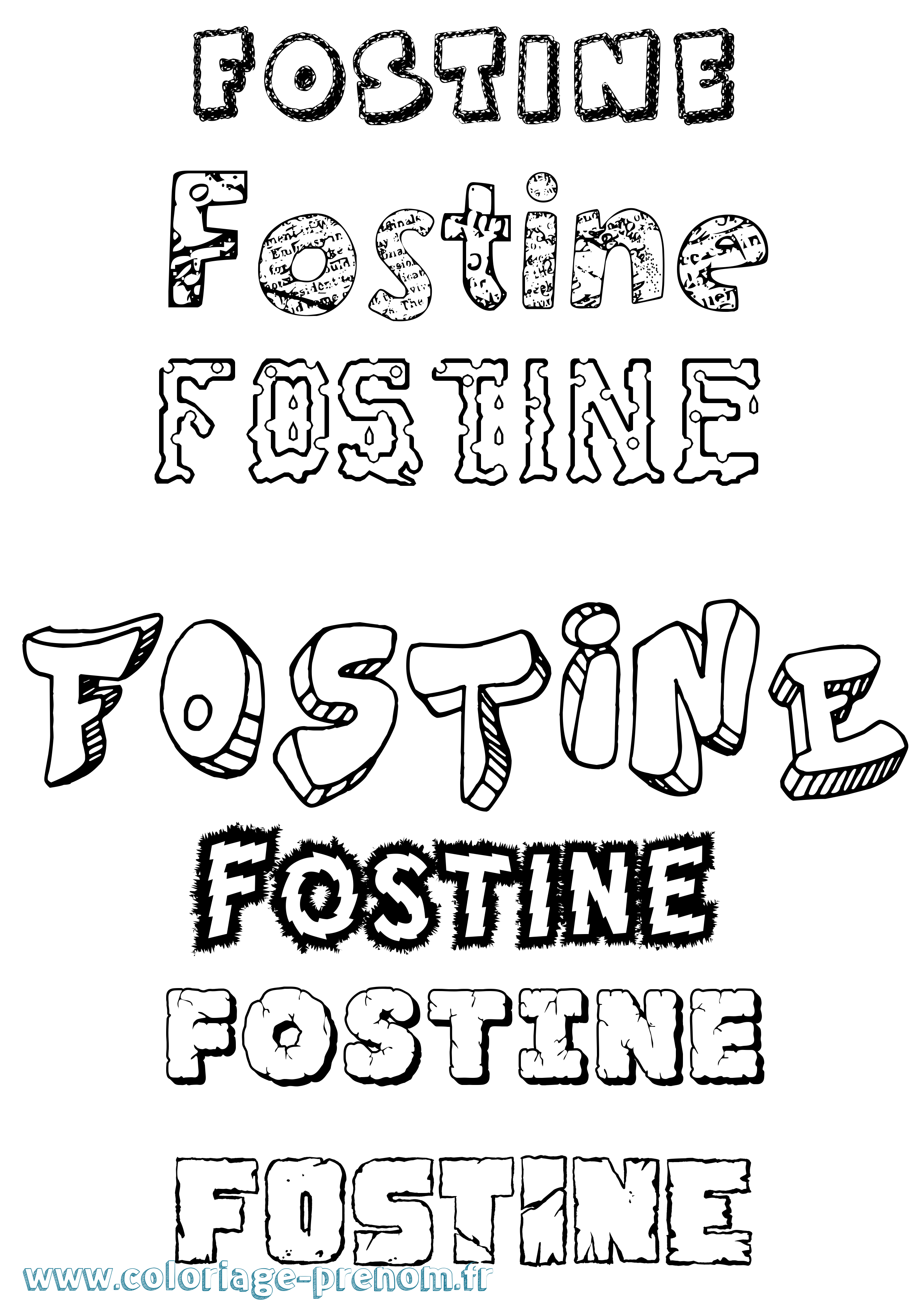 Coloriage Fostine Destructuré Coloriage prénom Fostine Destructuré
