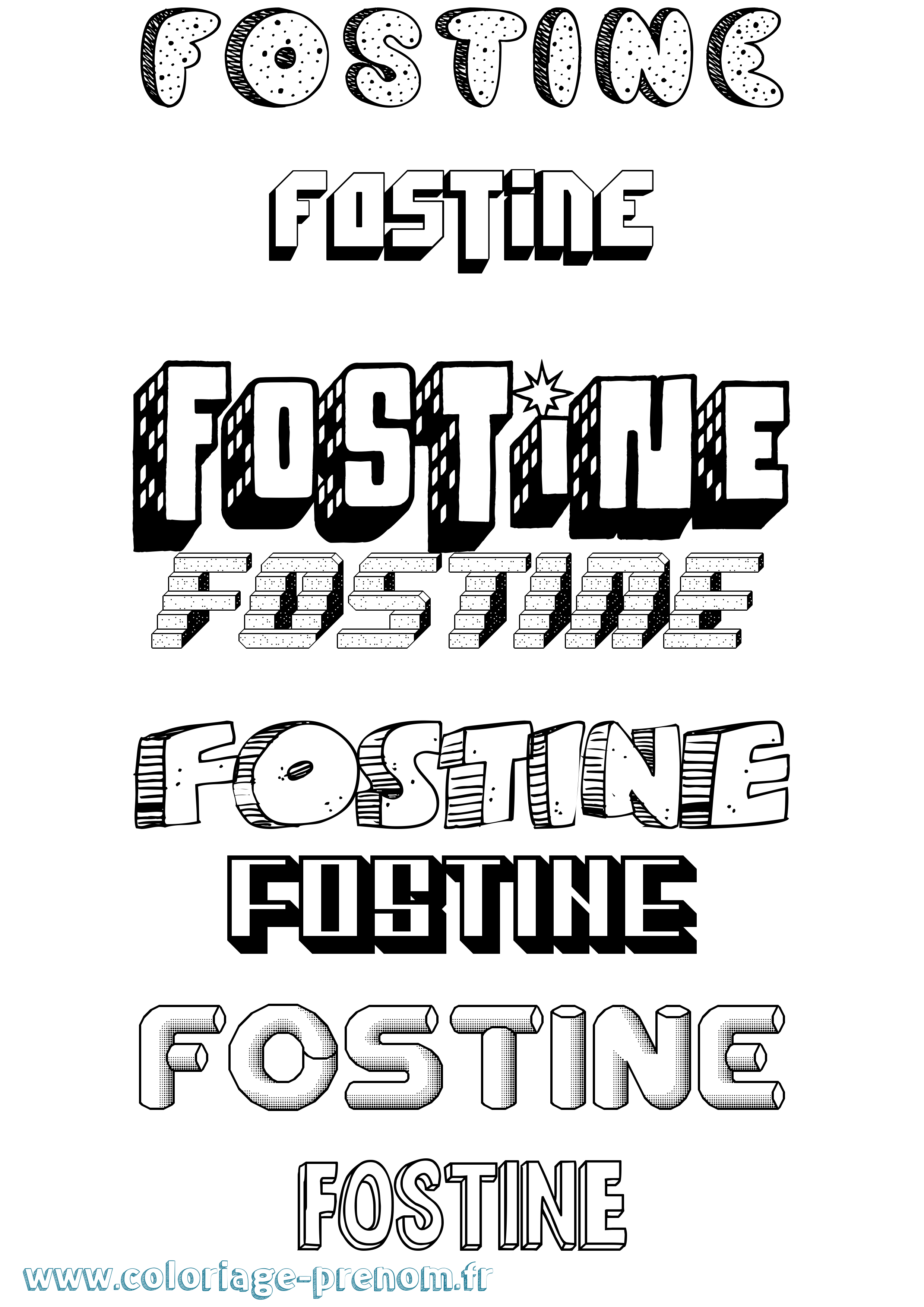 Coloriage Fostine Effet 3D Coloriage prénom Fostine Effet 3D