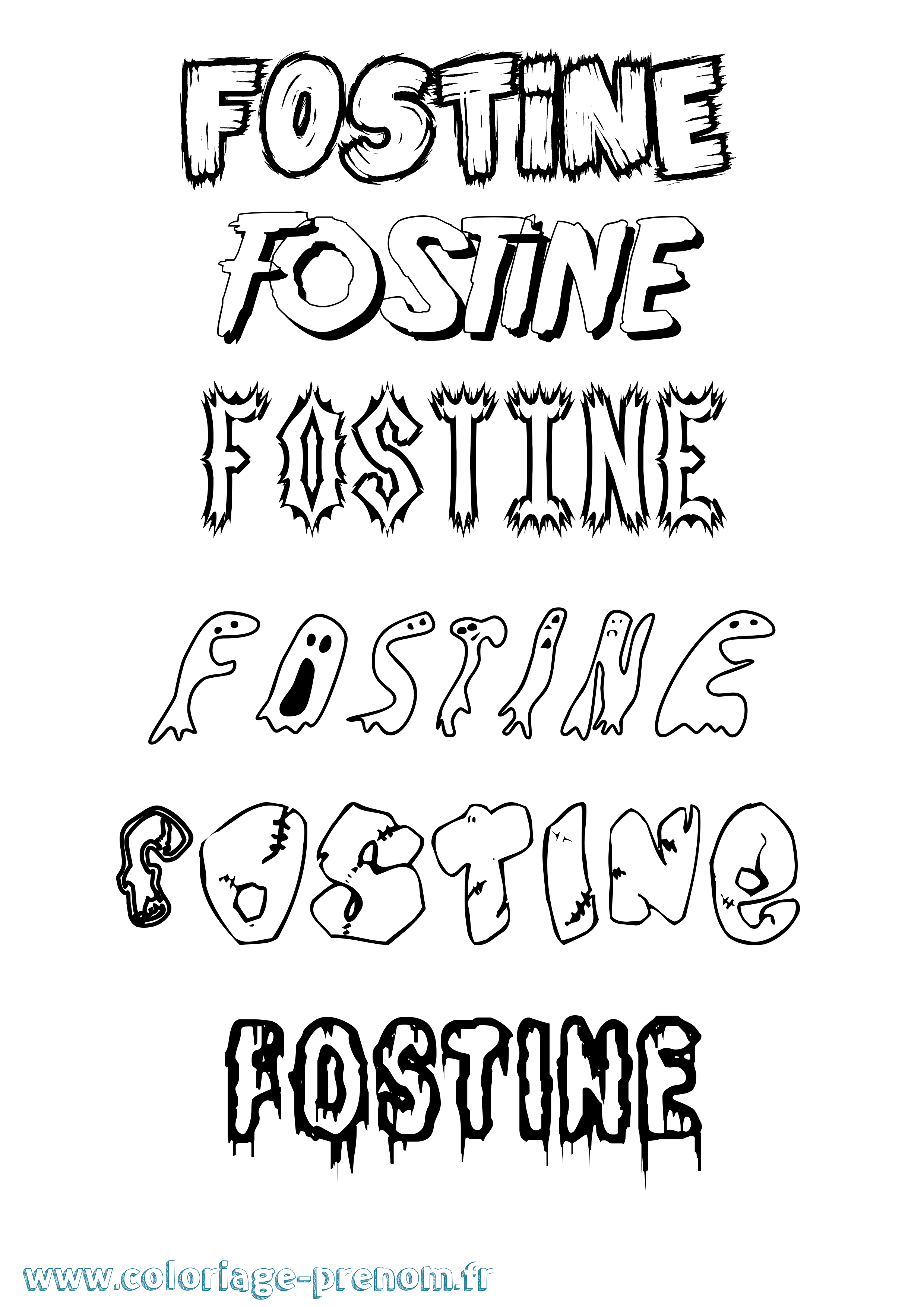 Coloriage Fostine Frisson Coloriage prénom Fostine Frisson