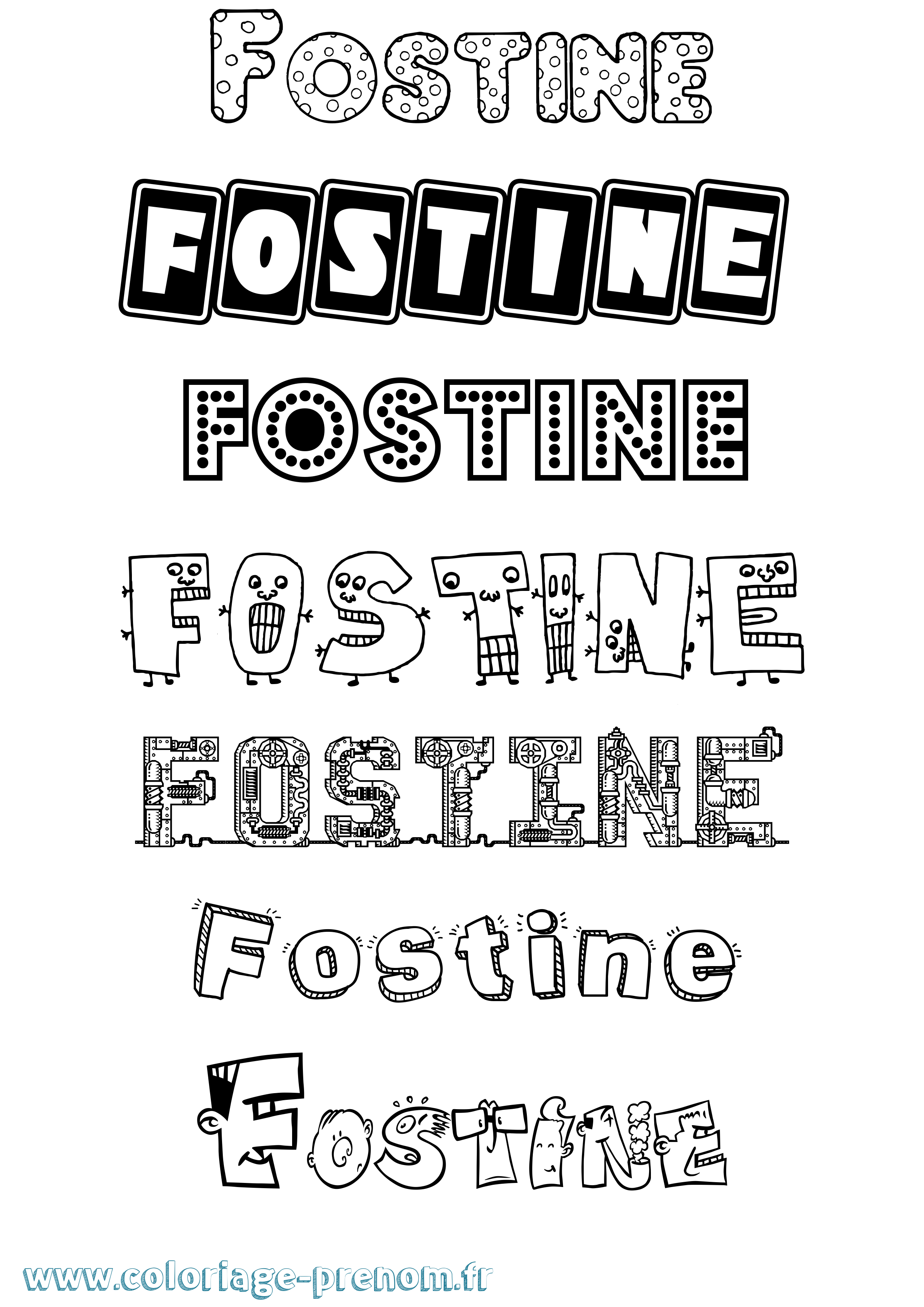Coloriage Fostine Fun Coloriage prénom Fostine Fun