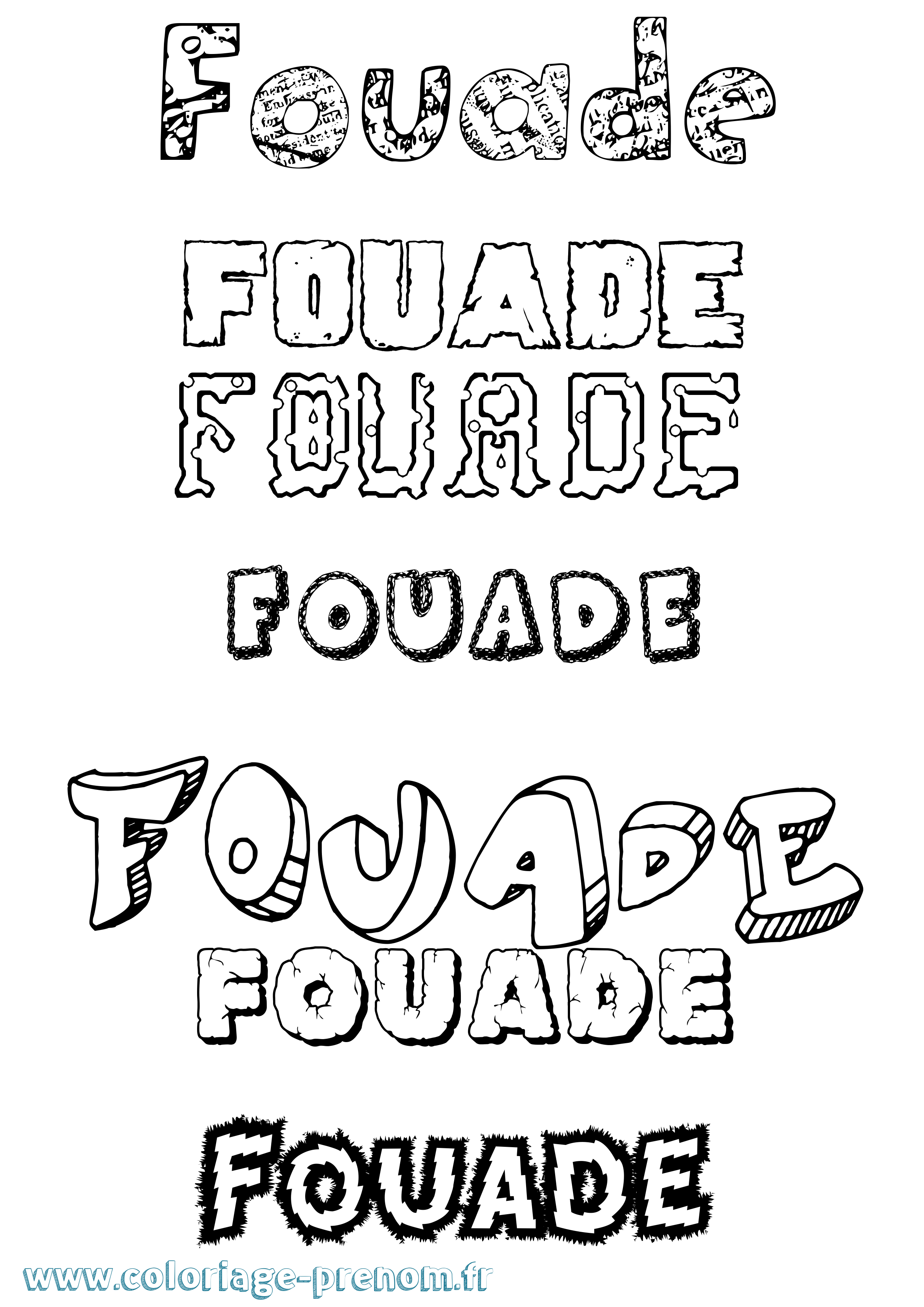Coloriage Fouade Destructuré Coloriage prénom Fouade Destructuré