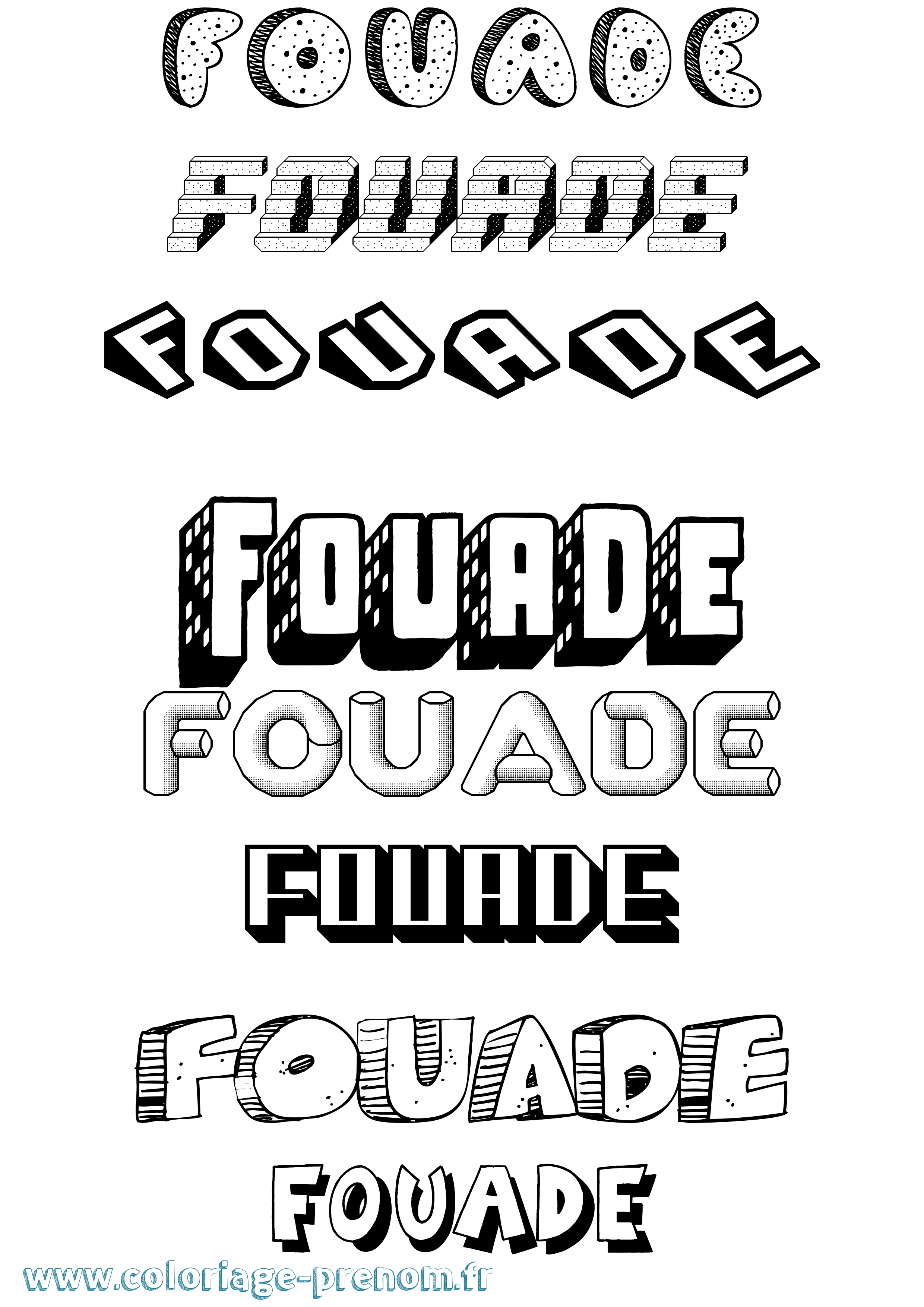 Coloriage Fouade Effet 3D Coloriage prénom Fouade Effet 3D