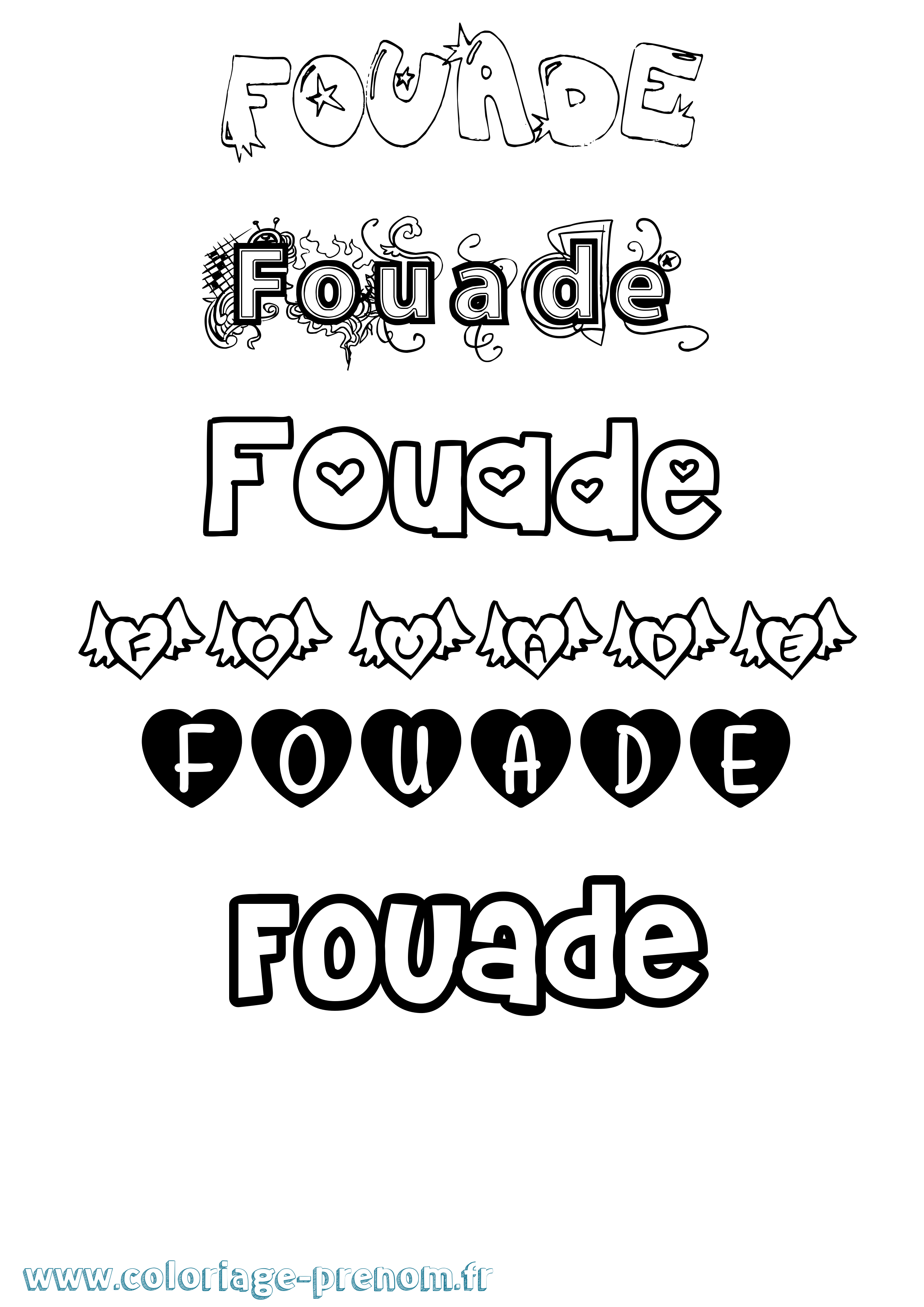 Coloriage Fouade Girly Coloriage prénom Fouade Girly
