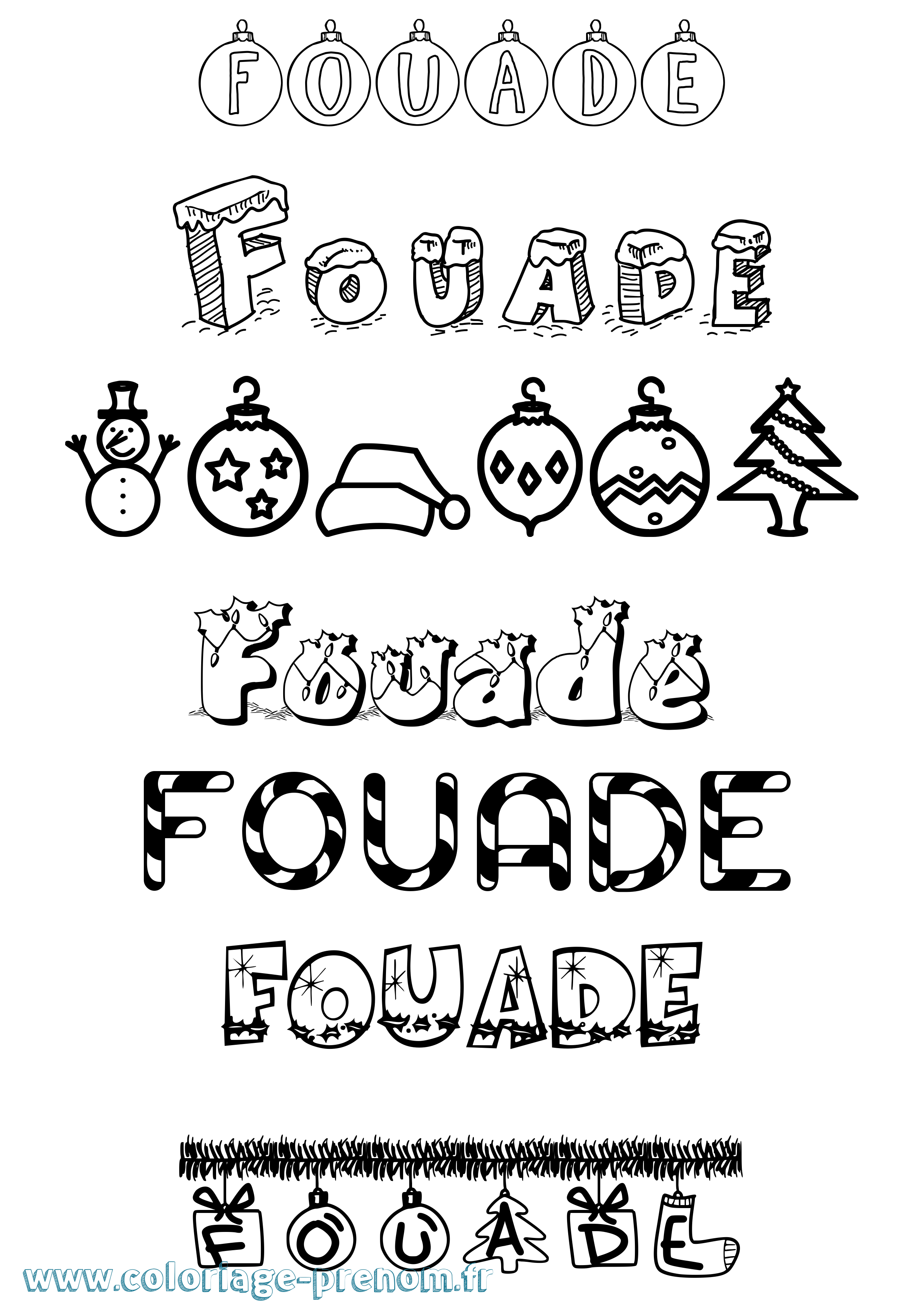 Coloriage Fouade Noël Coloriage prénom Fouade Noël