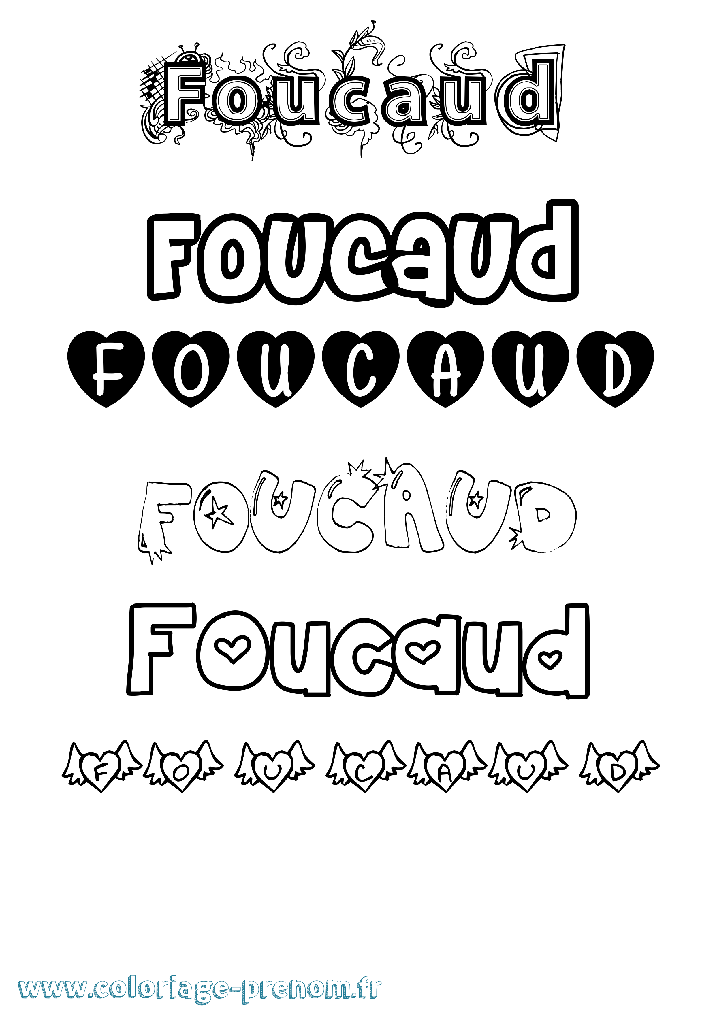 Coloriage Foucaud Girly Coloriage prénom Foucaud Girly