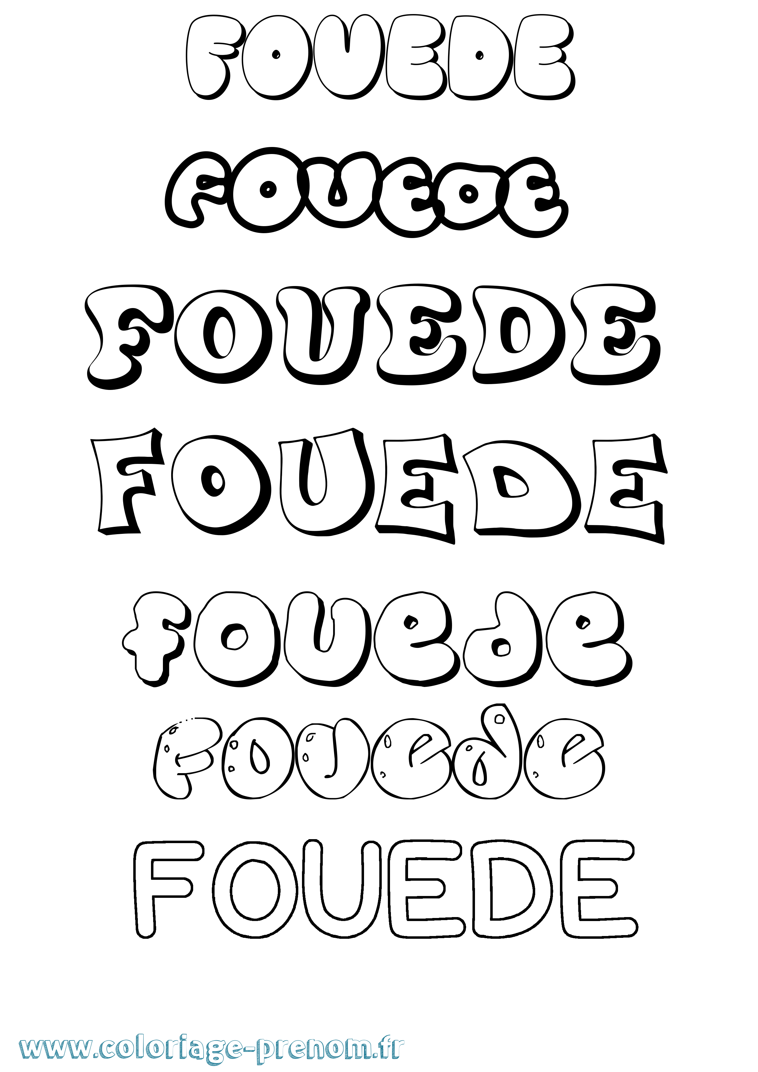 Coloriage Fouede Bubble Coloriage prénom Fouede Bubble