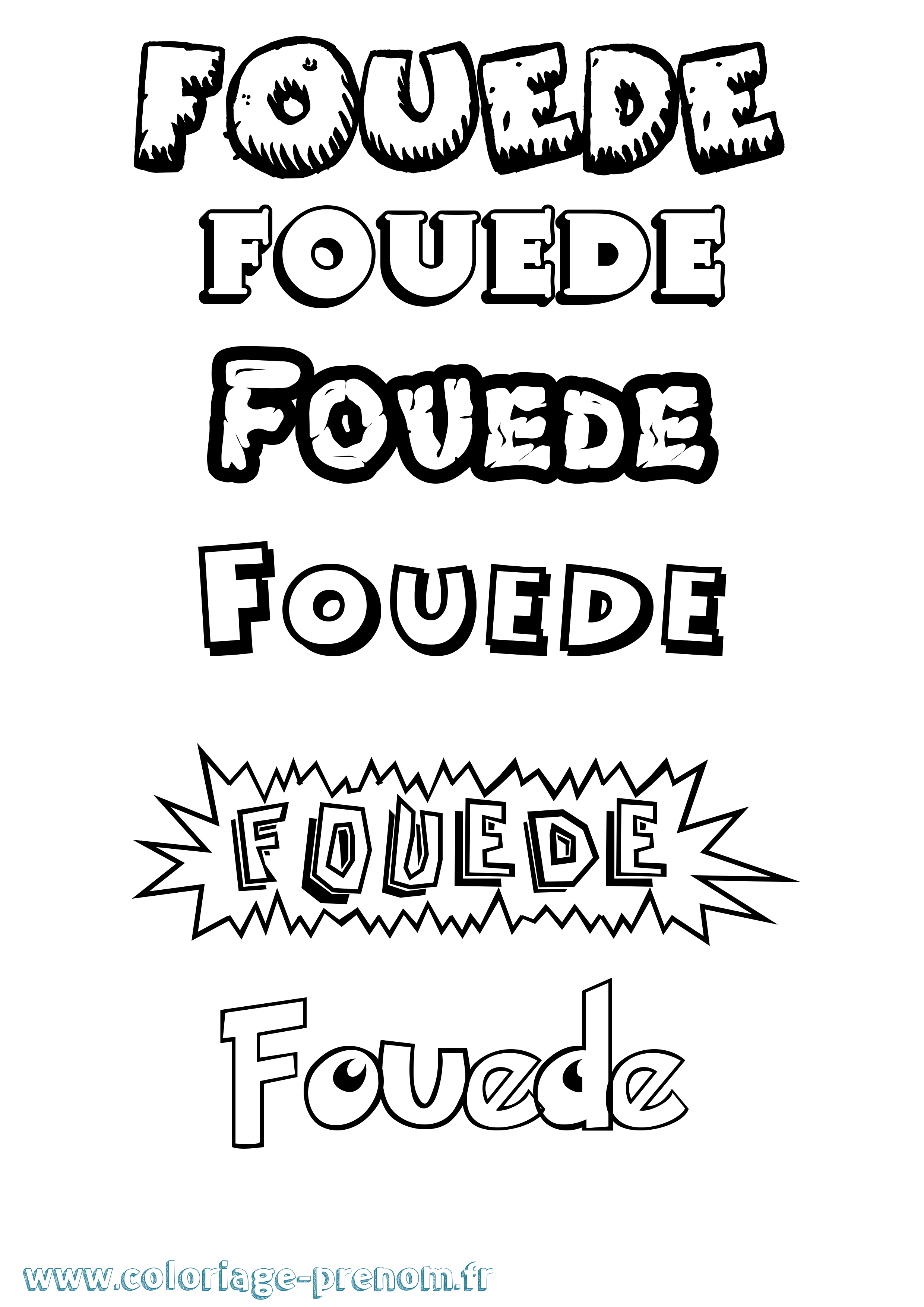 Coloriage Fouede Dessin Animé Coloriage prénom Fouede Dessin Animé