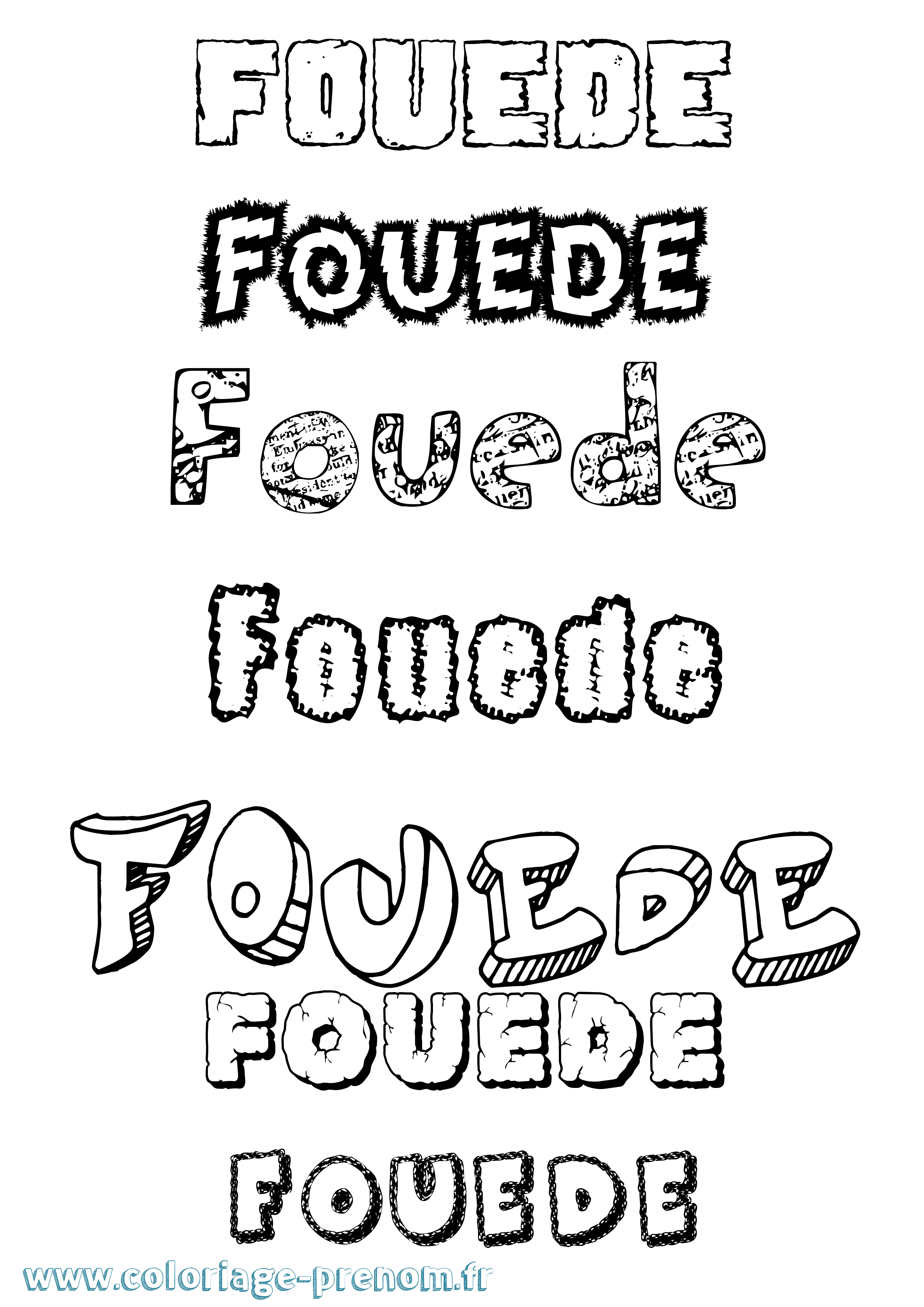 Coloriage Fouede Destructuré Coloriage prénom Fouede Destructuré