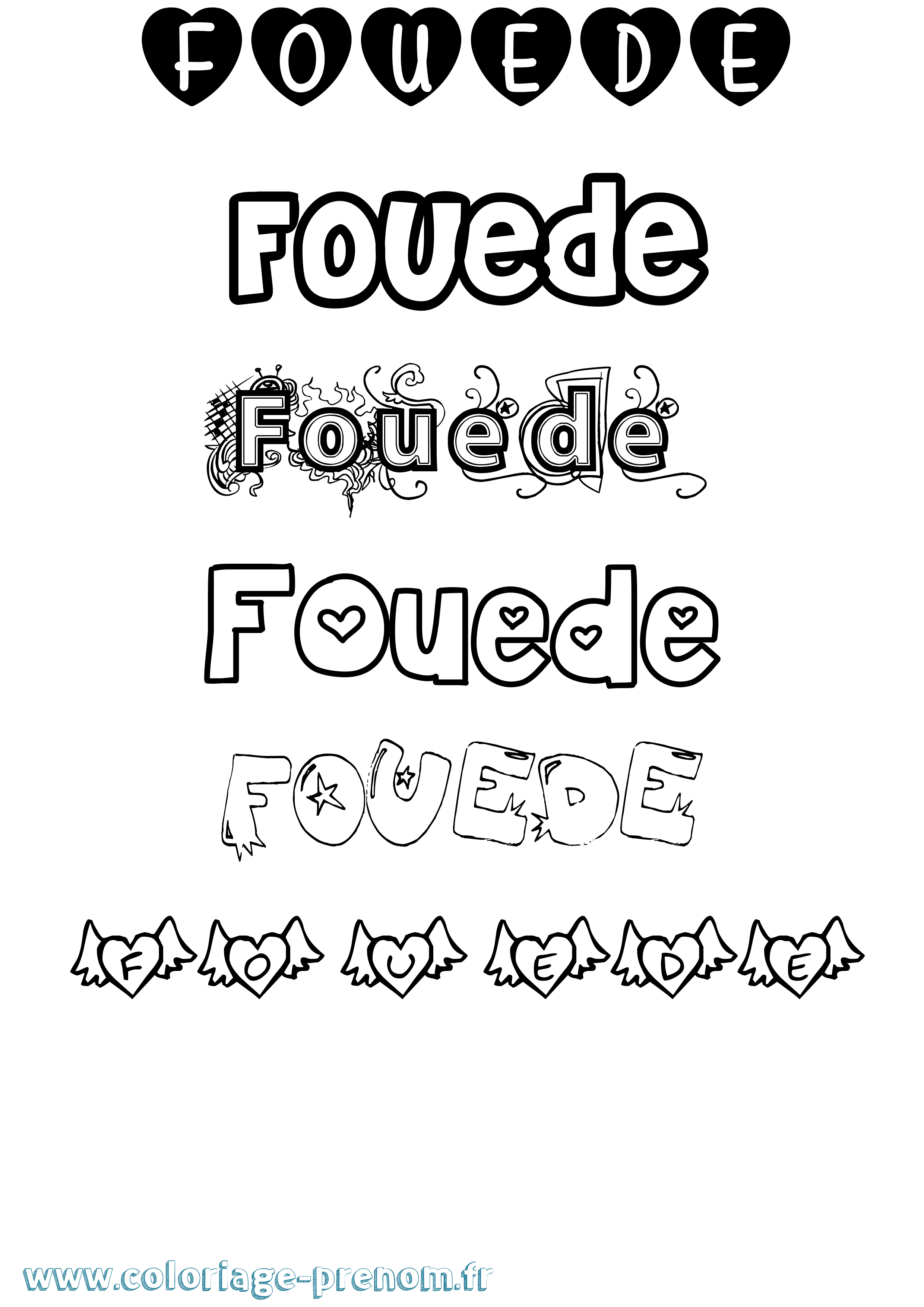 Coloriage Fouede Girly Coloriage prénom Fouede Girly