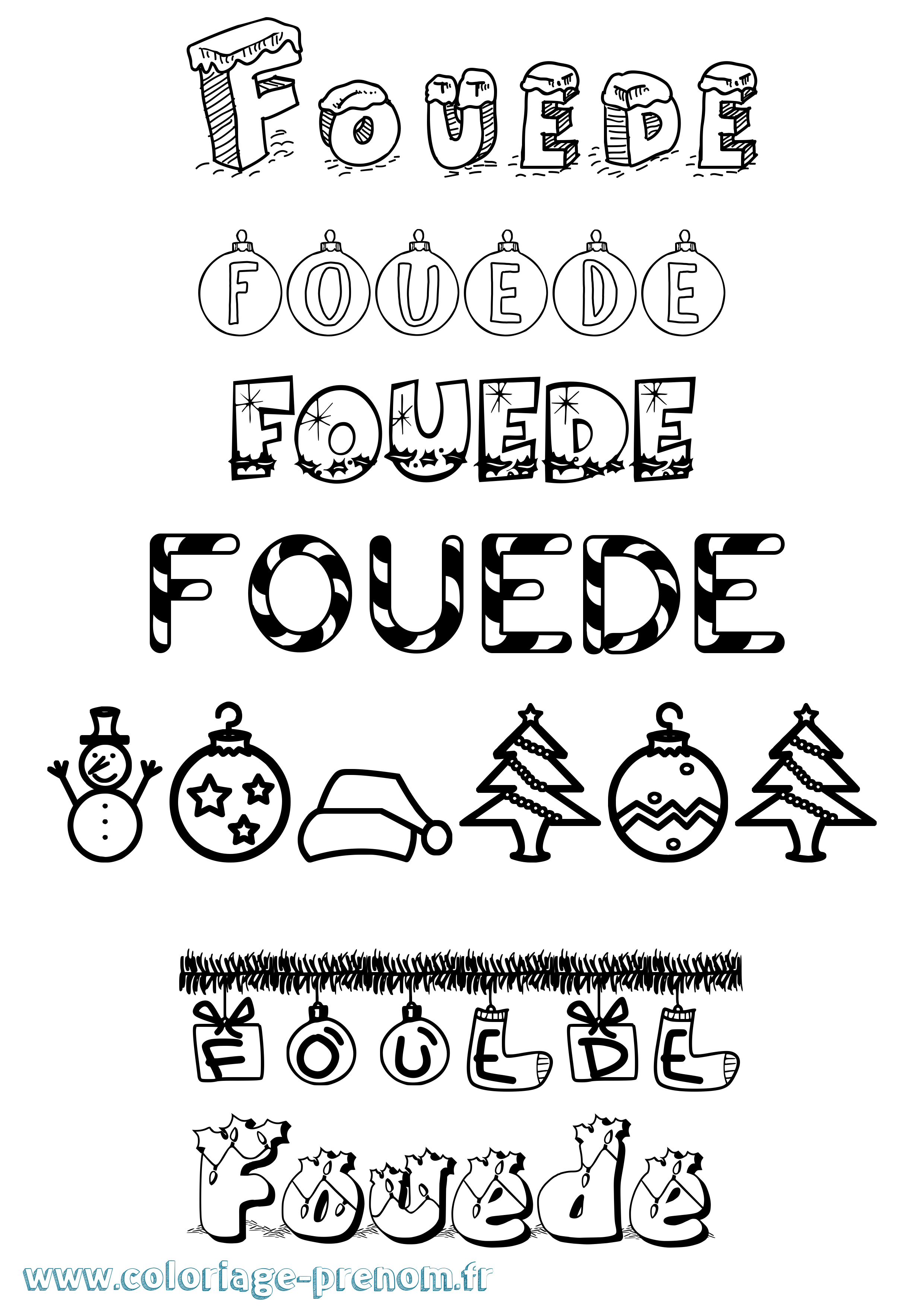 Coloriage Fouede Noël Coloriage prénom Fouede Noël
