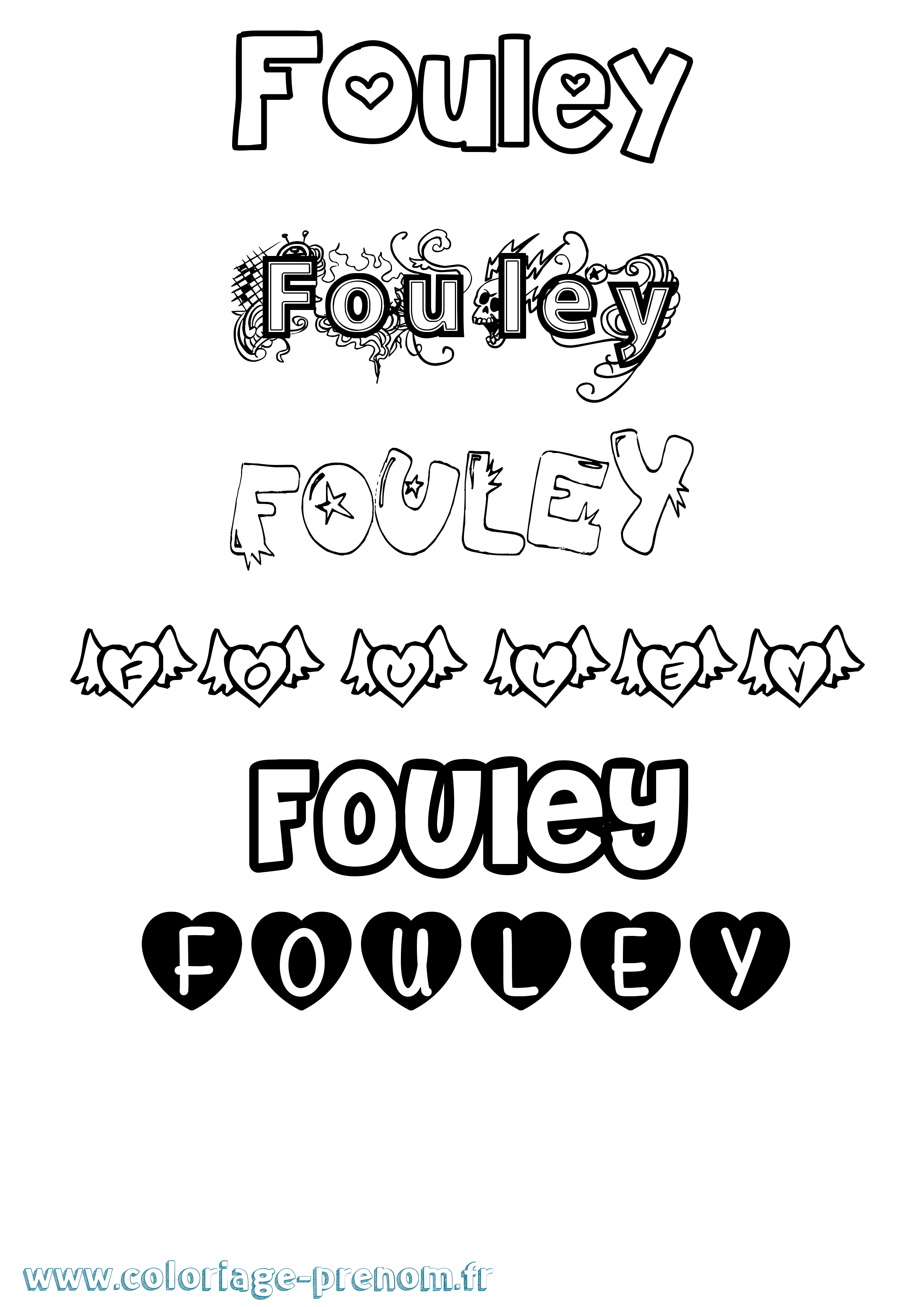 Coloriage Fouley Girly Coloriage prénom Fouley Girly