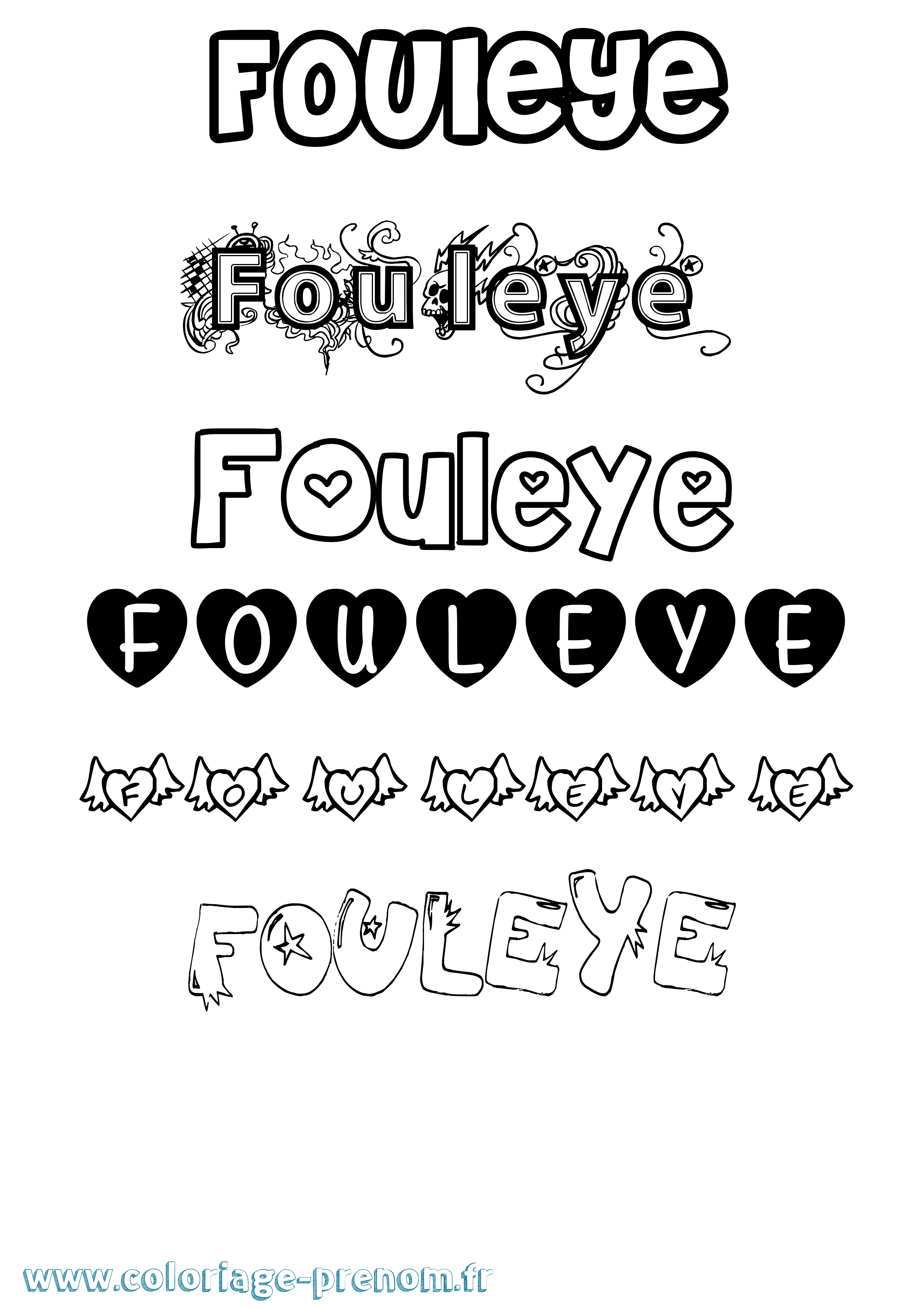 Coloriage Fouleye Girly Coloriage prénom Fouleye Girly