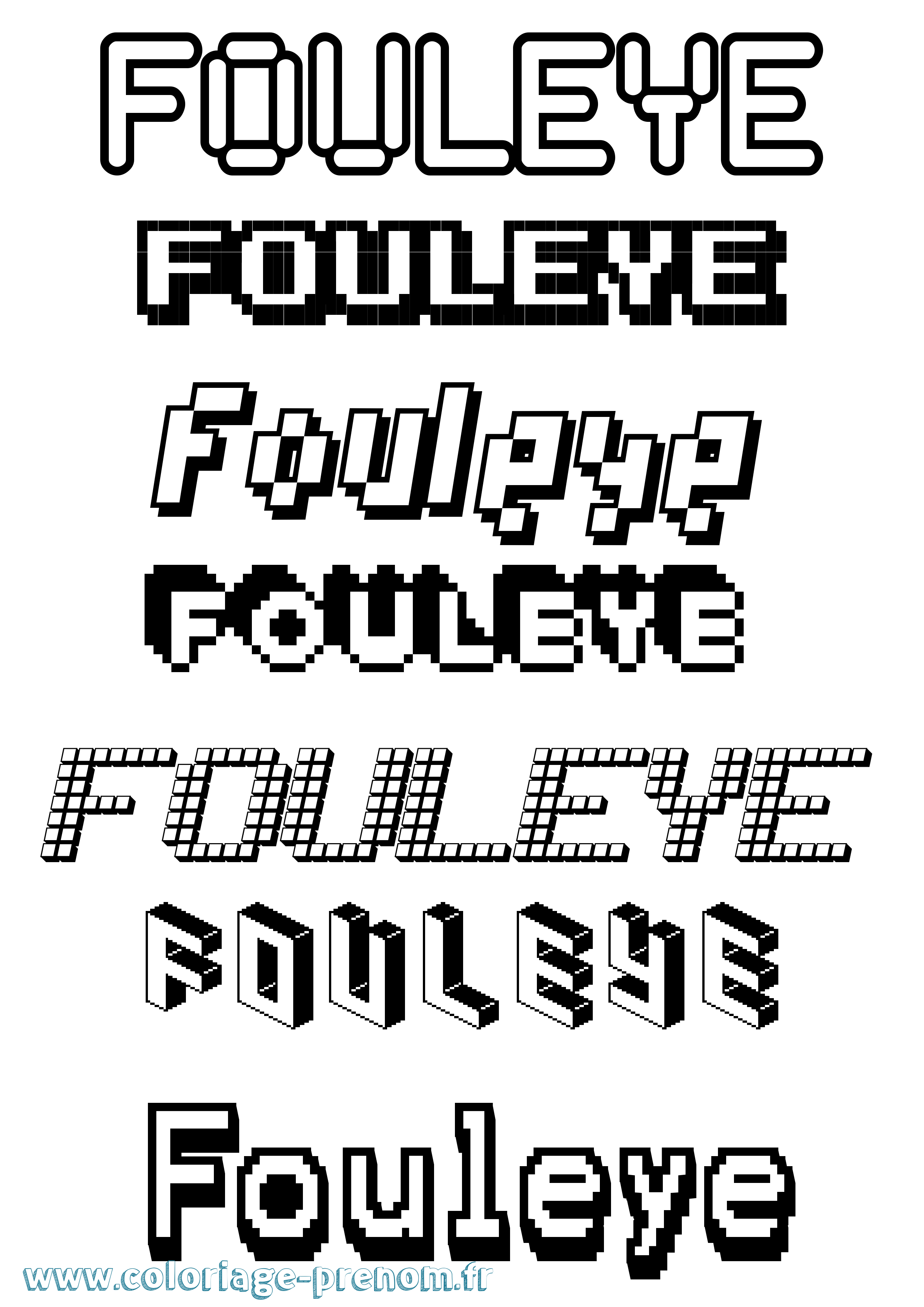 Coloriage Fouleye Pixel Coloriage prénom Fouleye Pixel
