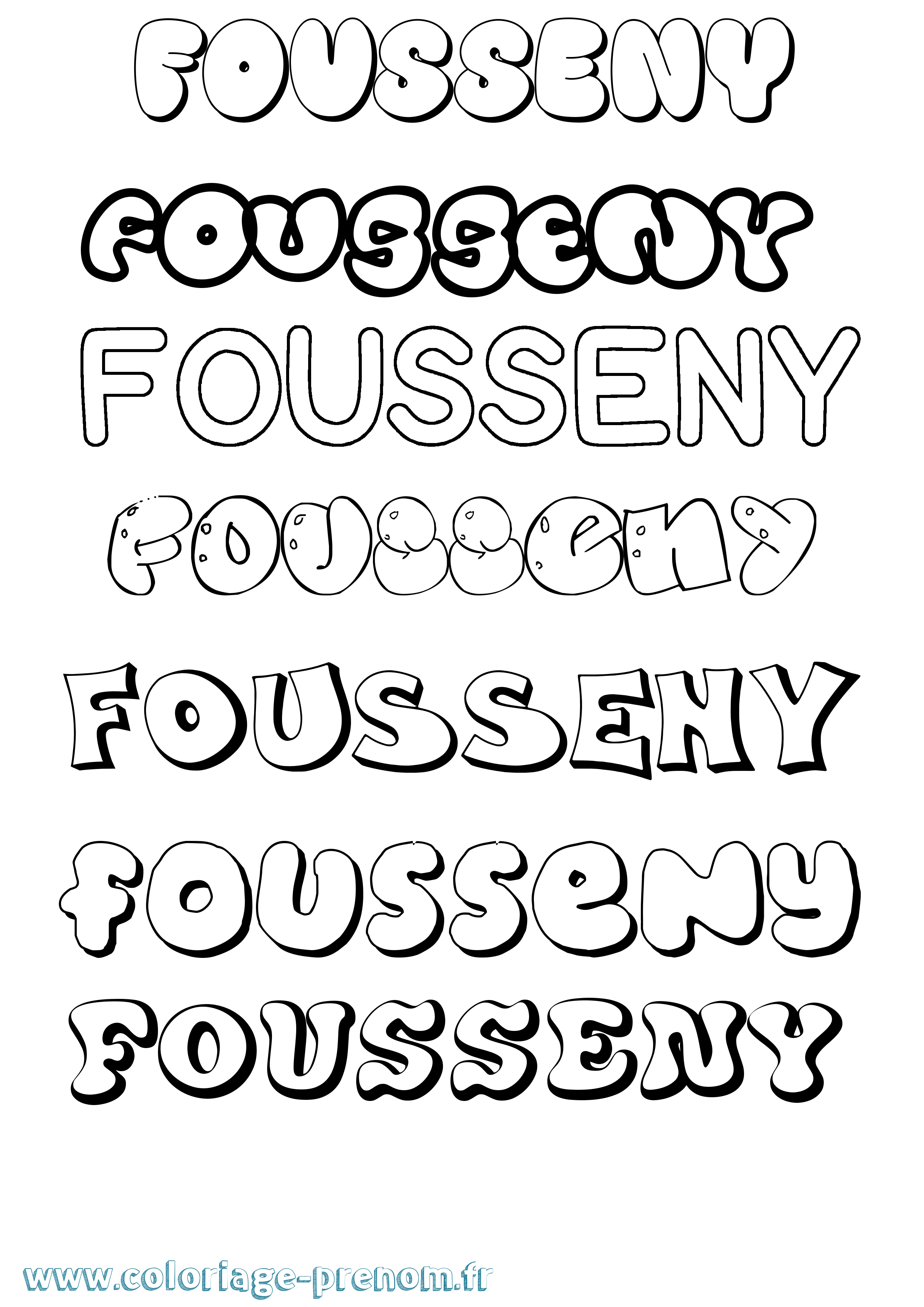 Coloriage Fousseny Bubble Coloriage prénom Fousseny Bubble