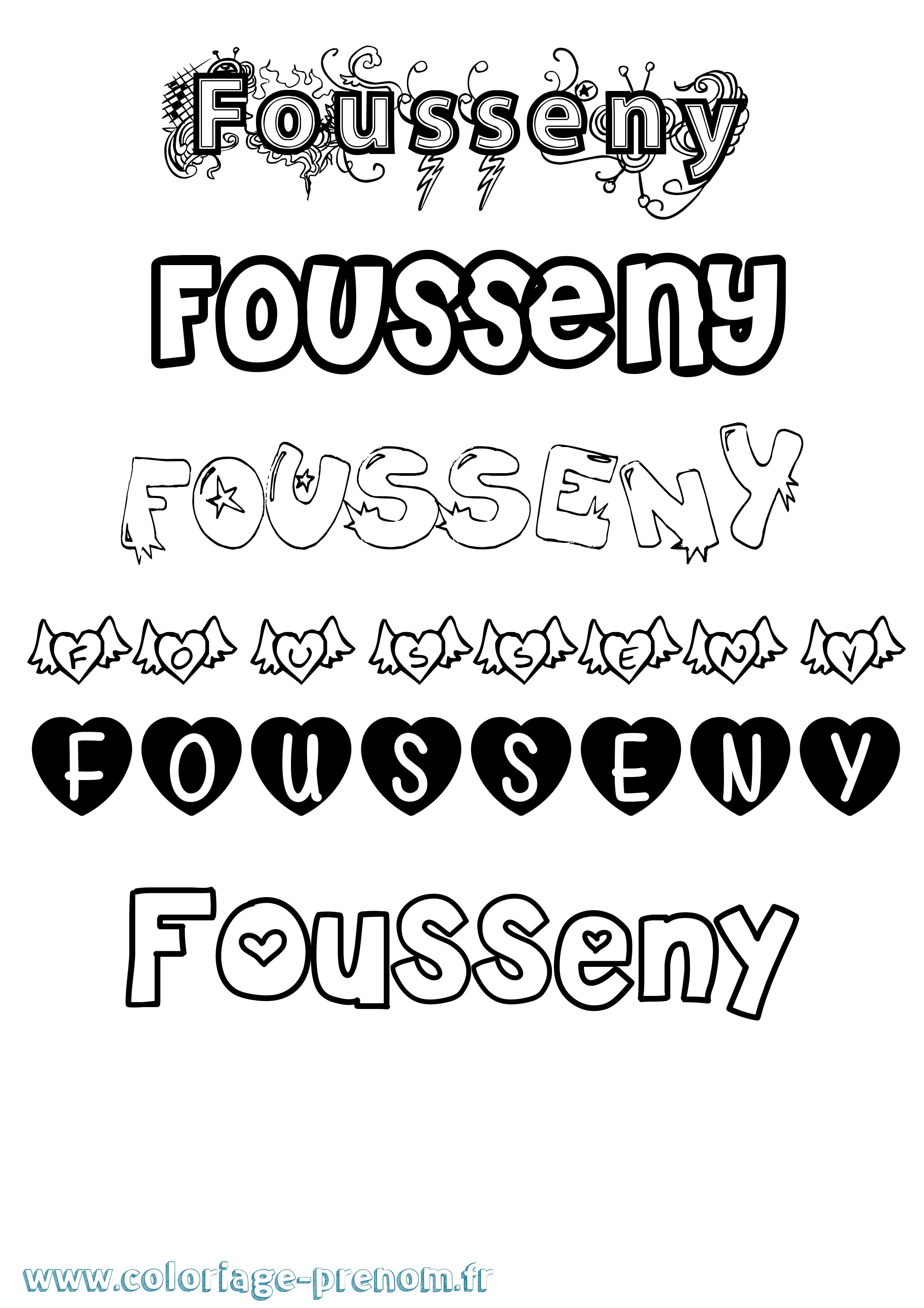 Coloriage Fousseny Girly Coloriage prénom Fousseny Girly