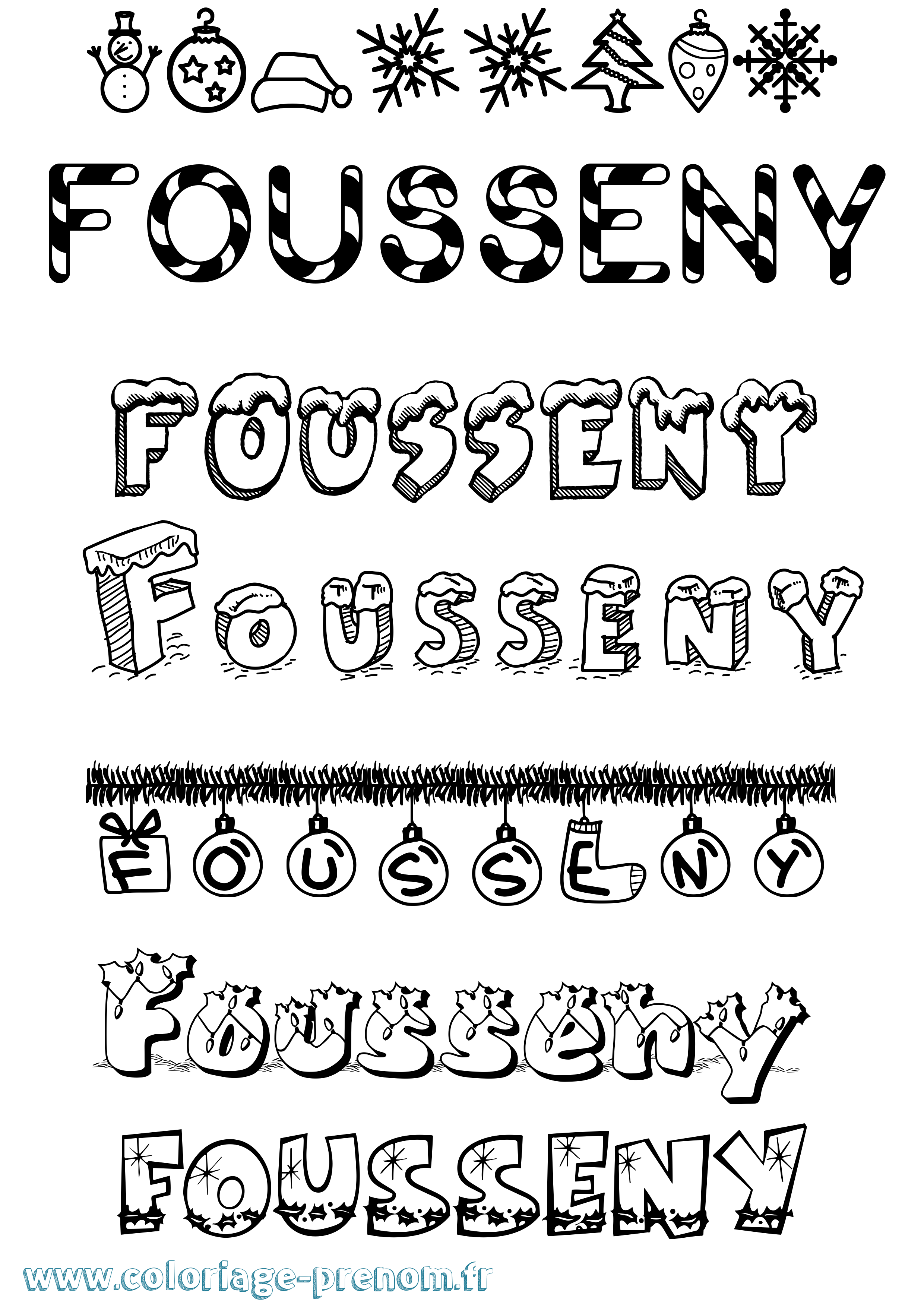 Coloriage Fousseny Noël Coloriage prénom Fousseny Noël